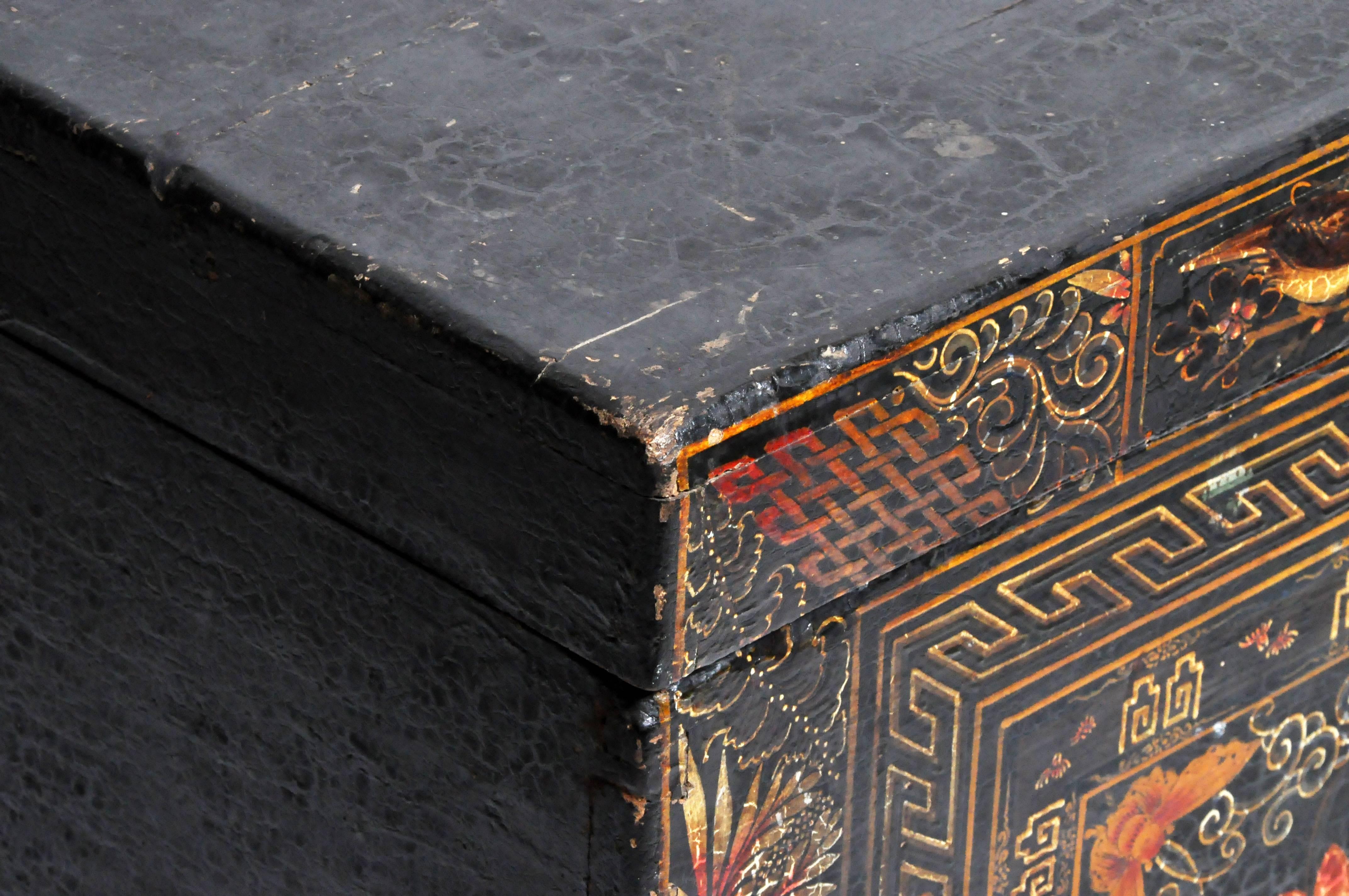 Late Qing Dynasty Storage Chest with Painting on Base 9