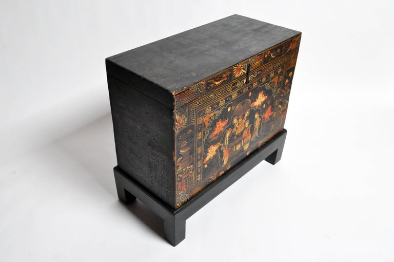 Late Qing Dynasty Storage Chest with Painting on Base at 1stDibs