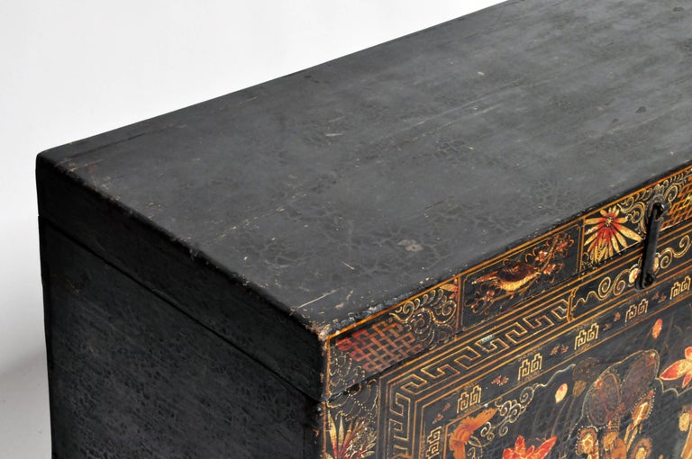 Late Qing Dynasty Storage Chest with Painting on Base at 1stDibs