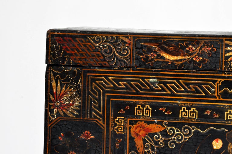 Late Qing Dynasty Storage Chest with Painting on Base at 1stDibs