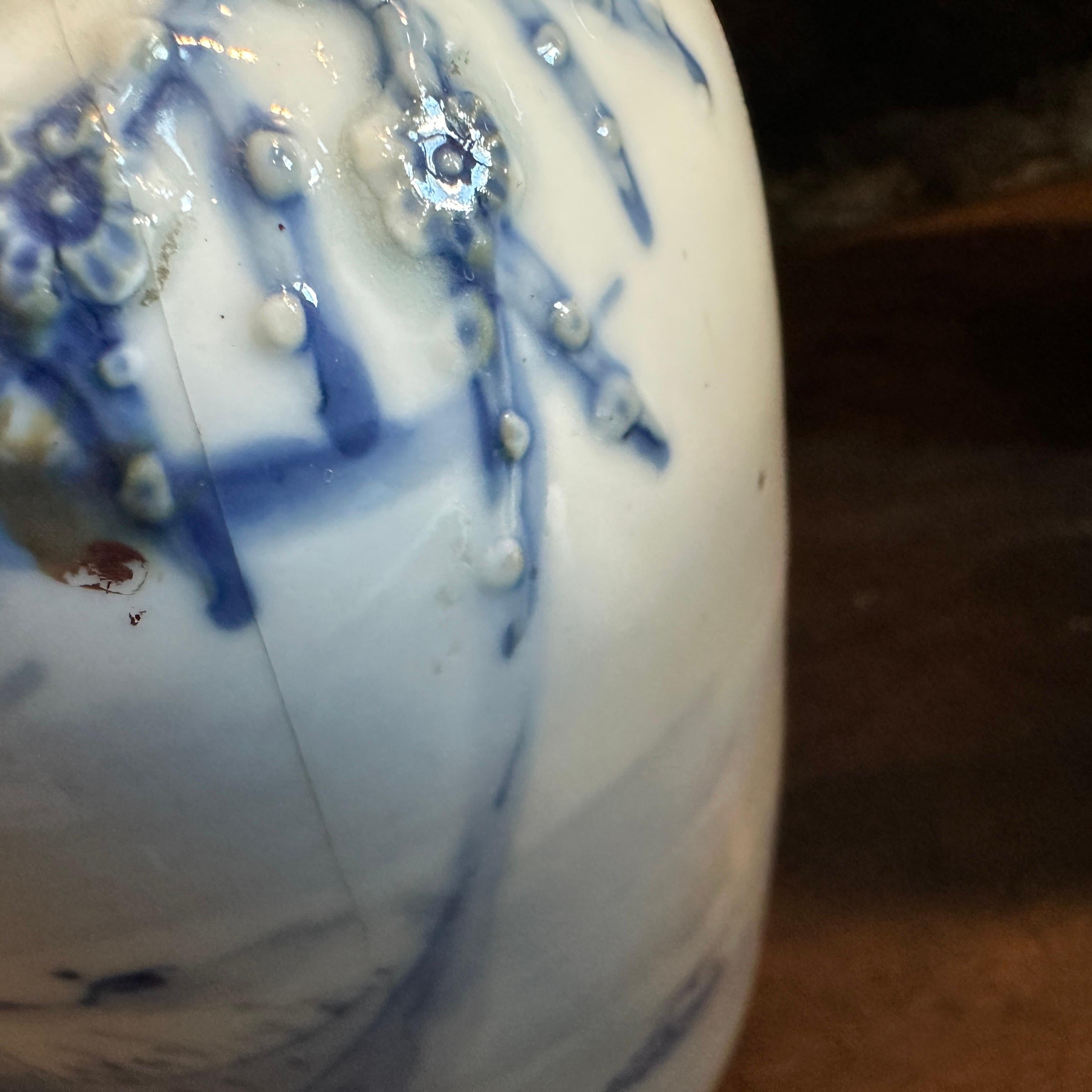 Late Qing Period Traditional Blue and White Ceramic Chinese Vase For Sale 2