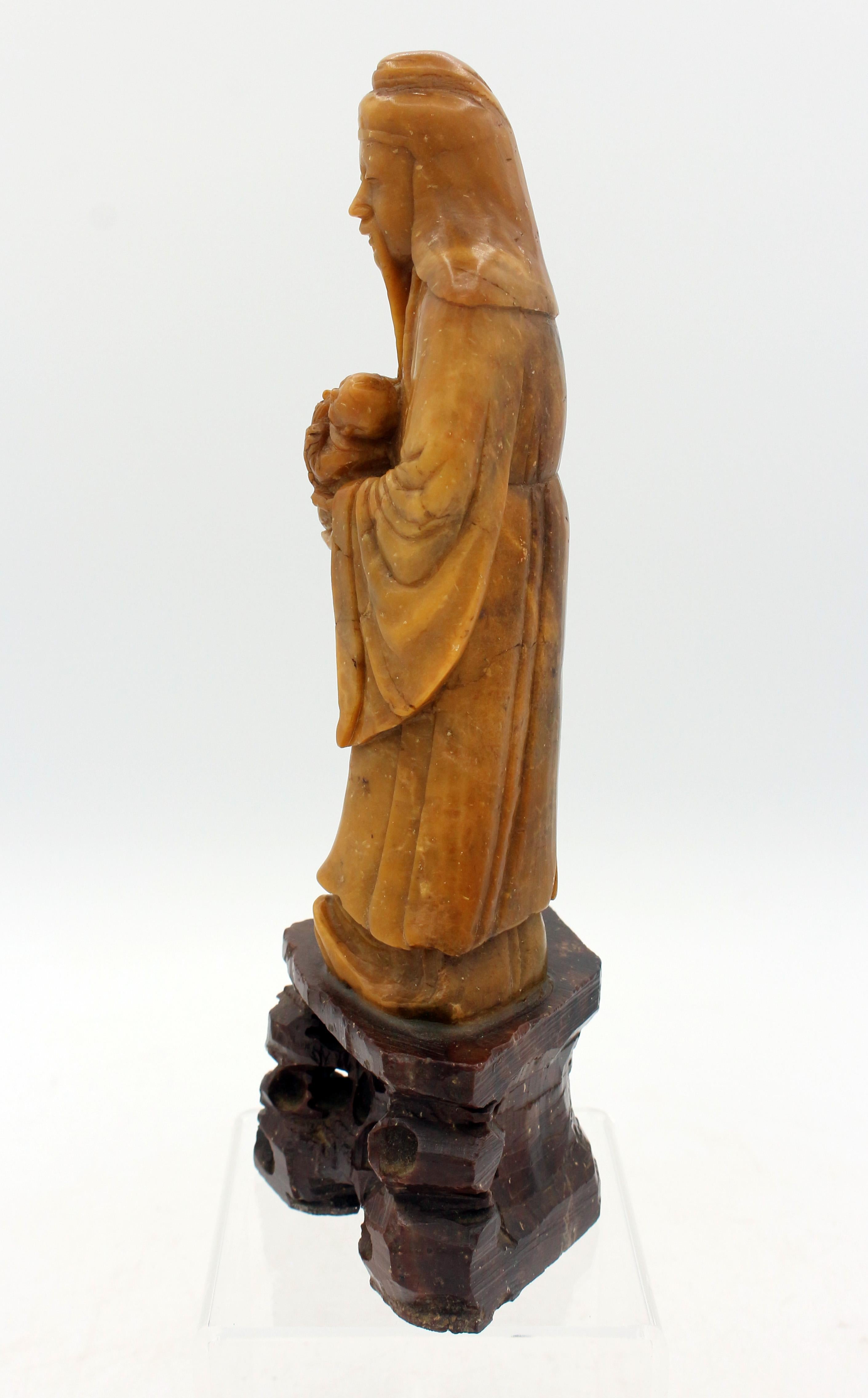 19th Century Late Qing, Pre-1891 Chinese Carved Soapstone Figure For Sale