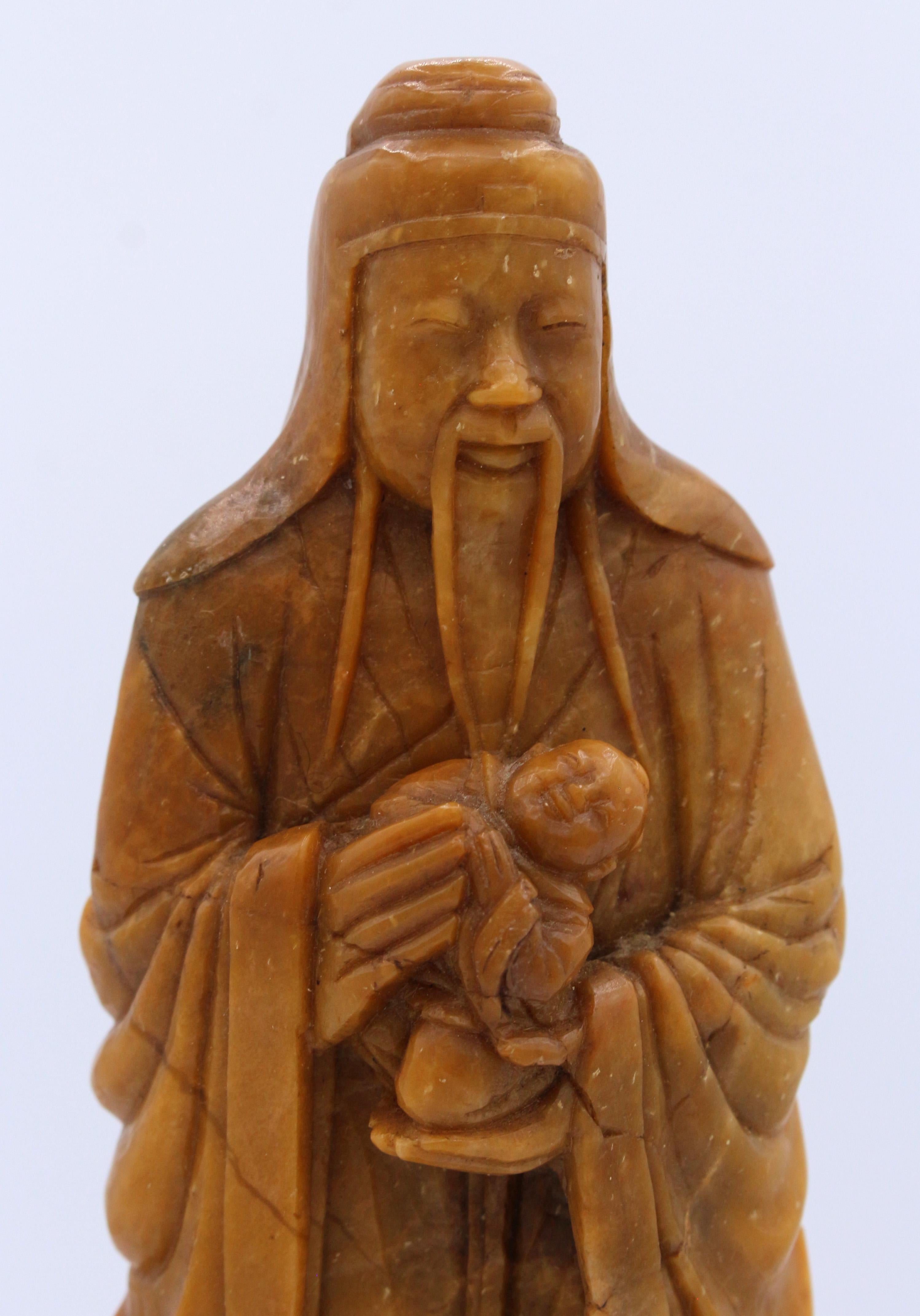 Late Qing, Pre-1891 Chinese Carved Soapstone Figure For Sale 1
