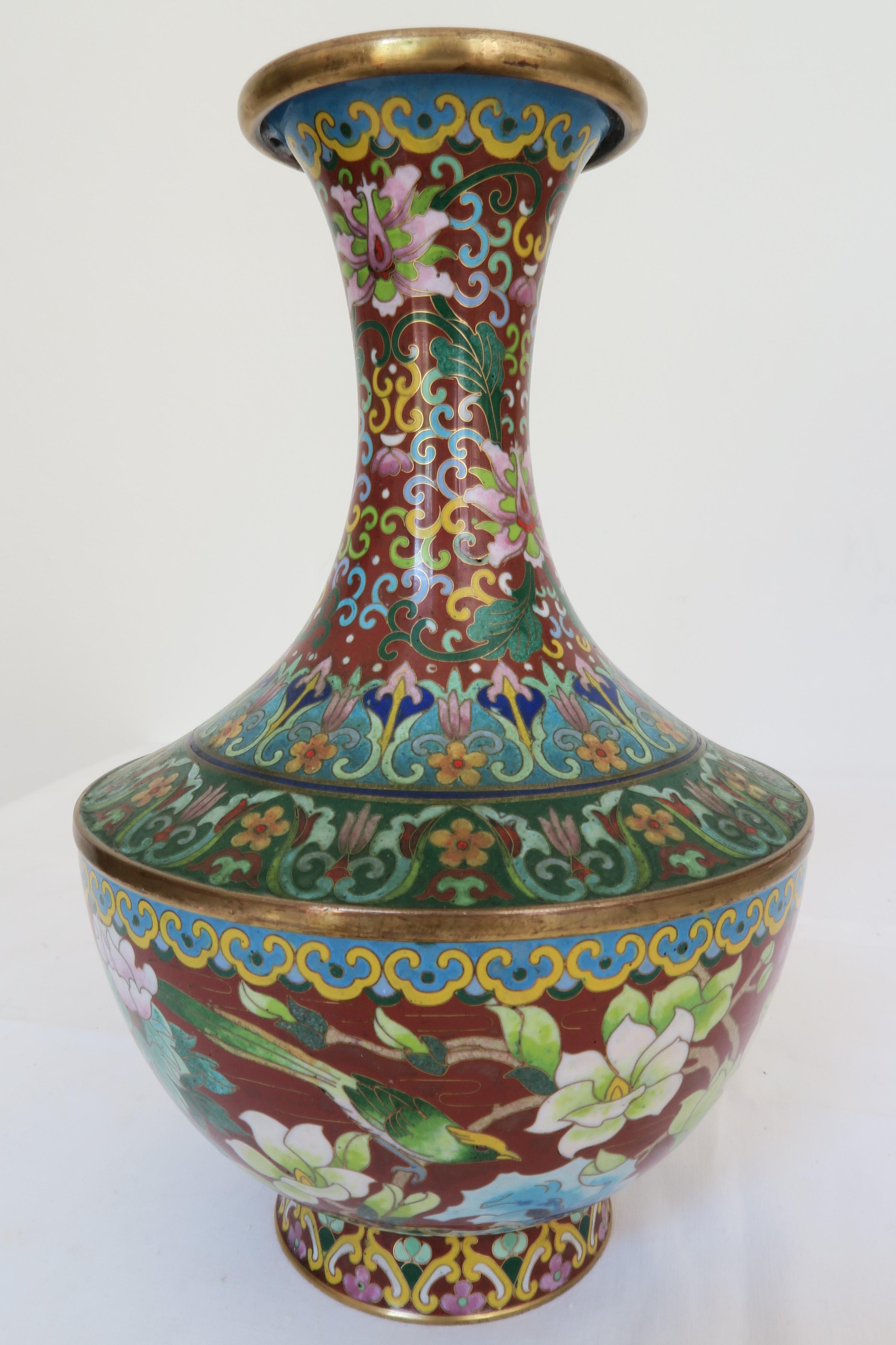 Late Quing Dynasty Cloisonné Vase 1