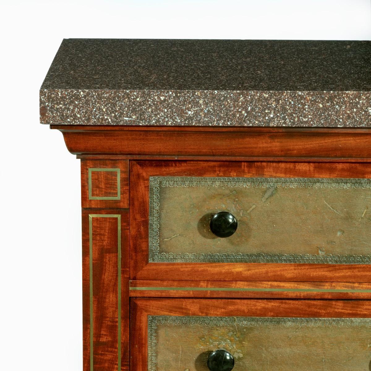 19th Century Late Regency Brass-Inlaid Mahogany Wellington Chest Attributed to Gillows For Sale