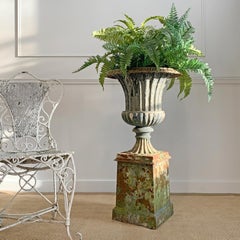 Late Regency Cast Iron Campana Urn on Original Plinth