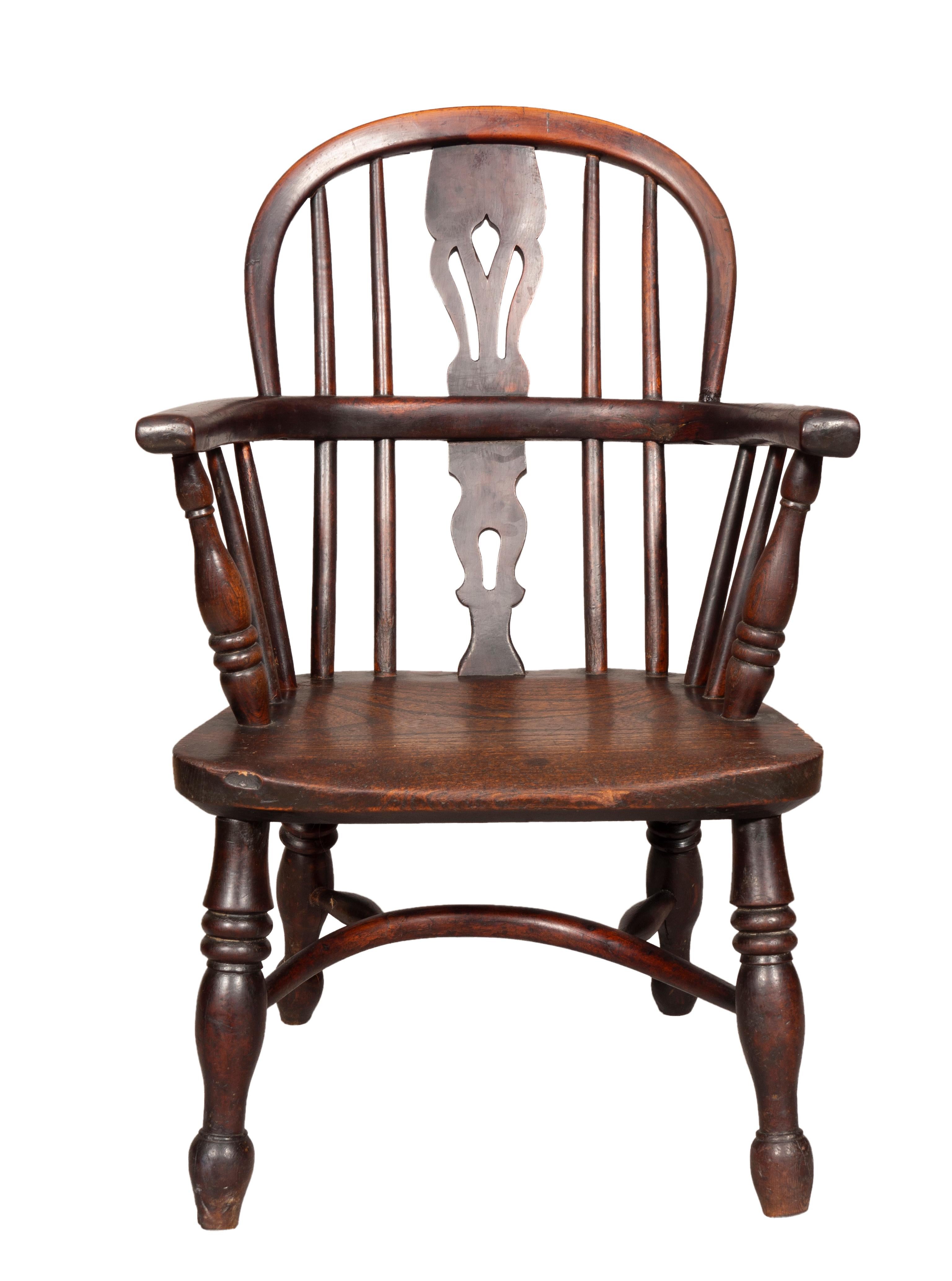 English Late Regency Childs Yew and Elm Windsor Armchair For Sale