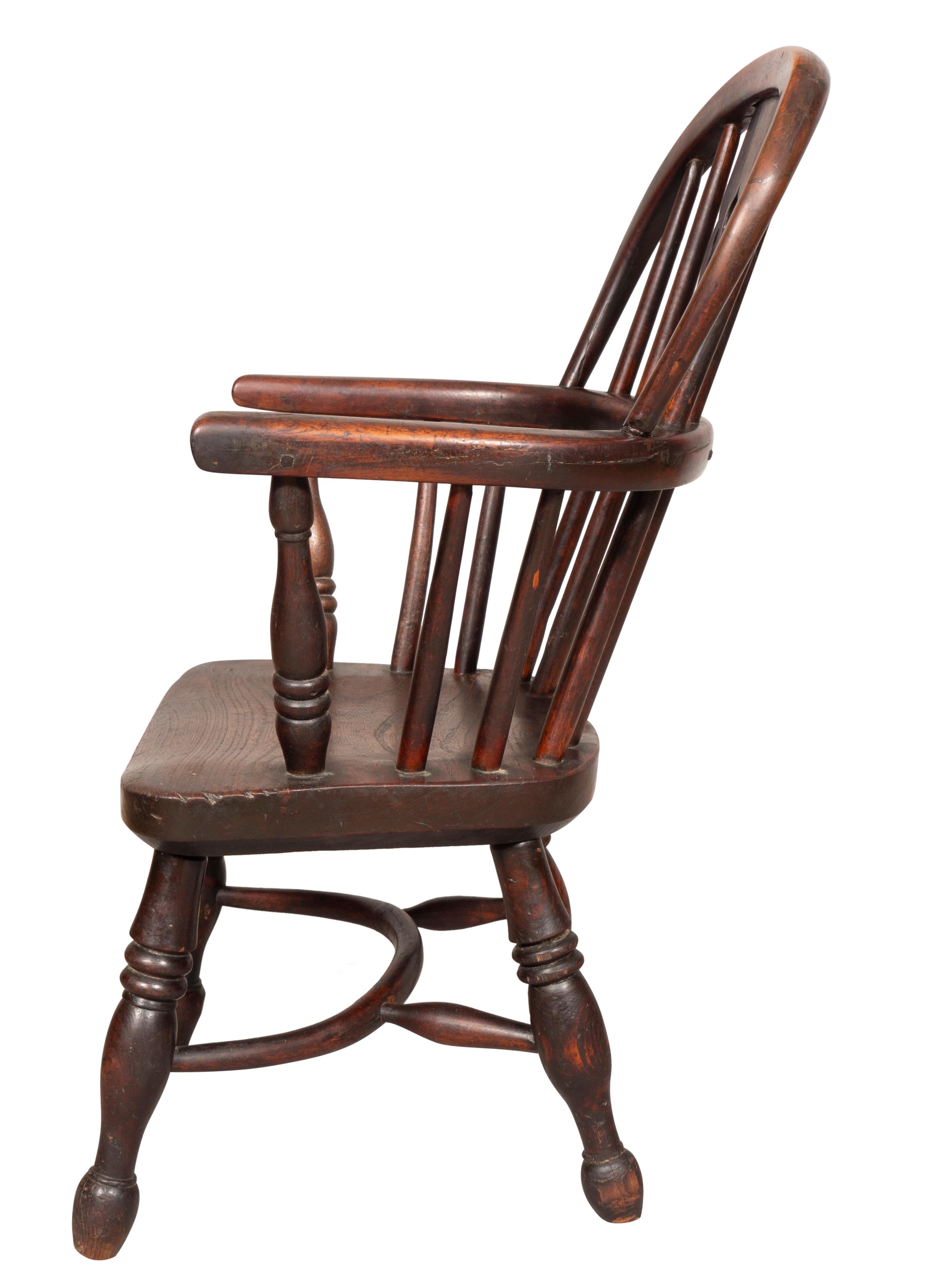 Late Regency Childs Yew and Elm Windsor Armchair For Sale 1