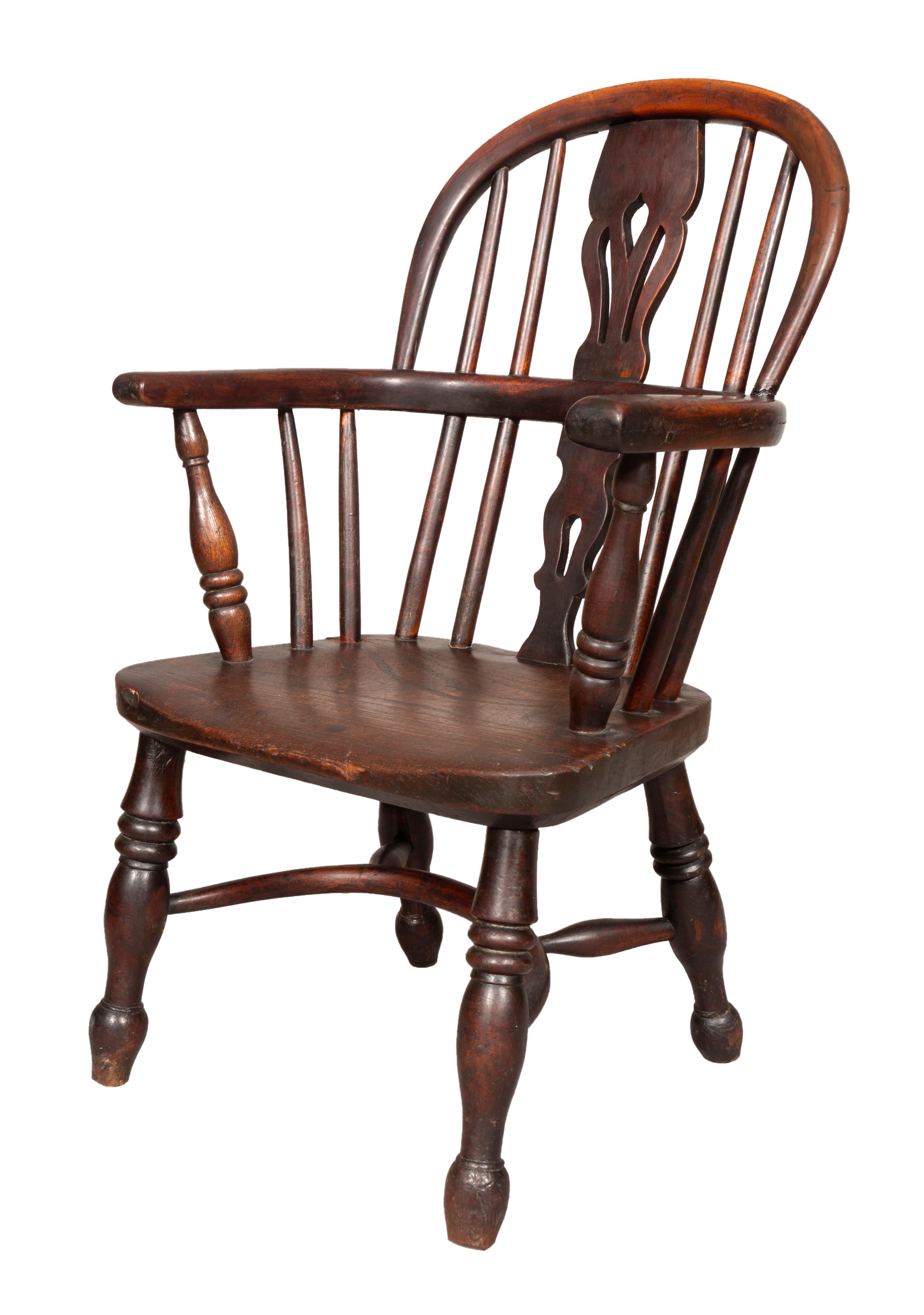 Late Regency Childs Yew and Elm Windsor Armchair For Sale 2