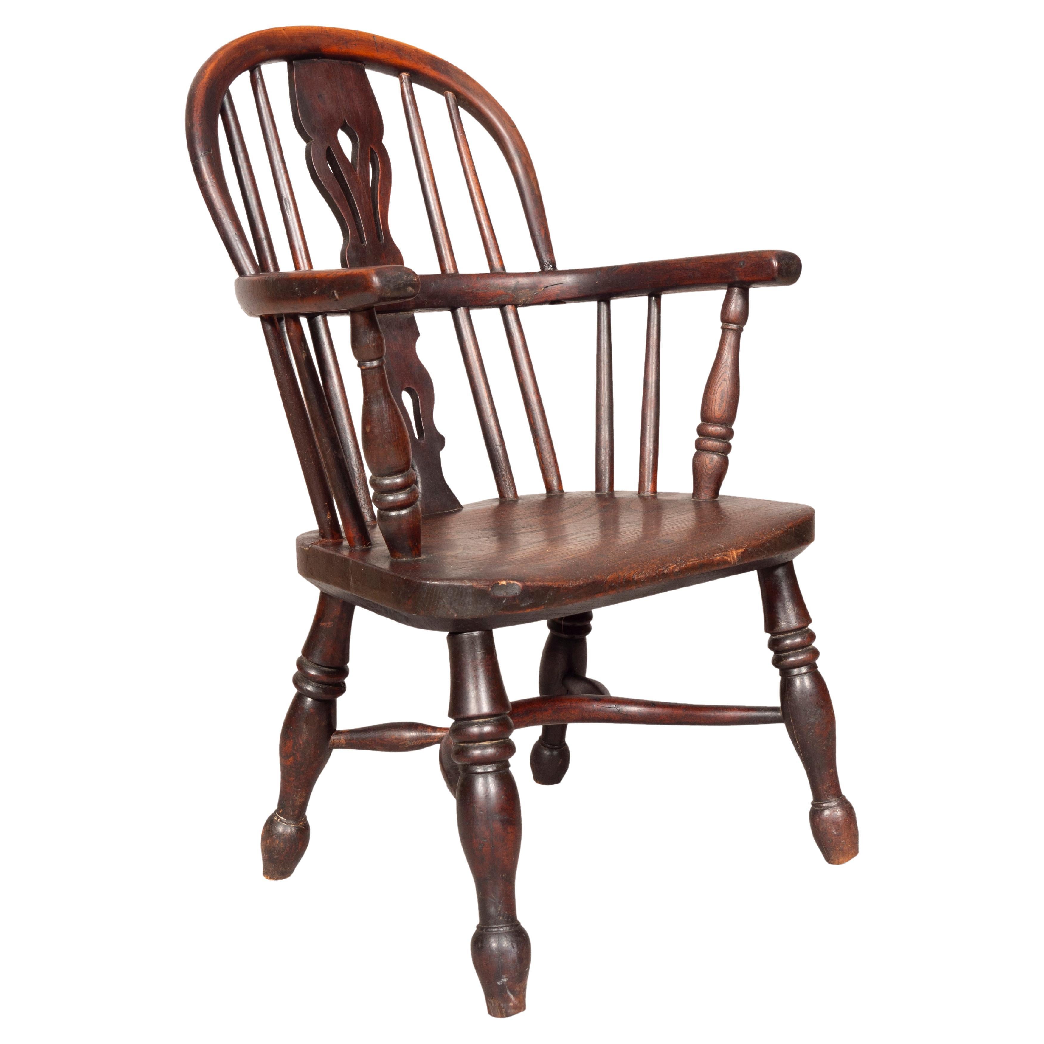 Late Regency Childs Yew and Elm Windsor Armchair For Sale