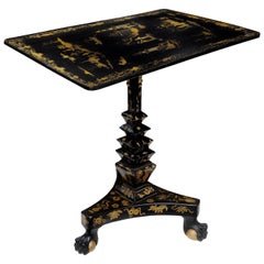 Late Regency Chinese Export Chinoiserie Tilt-Top Table, circa 1820
