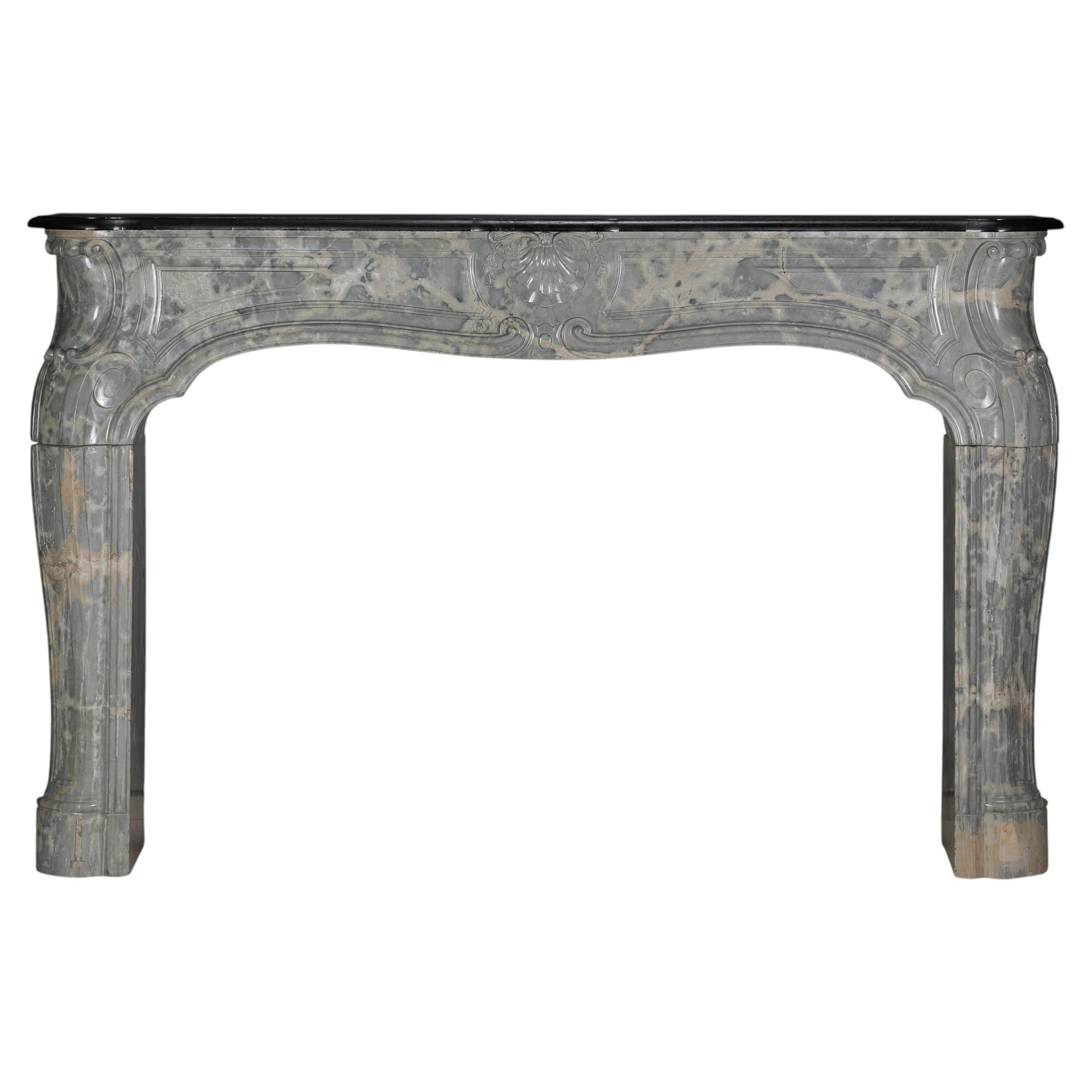 Late Regency French Castle Fireplace in Ardèche Hard Marble Antique Mantel