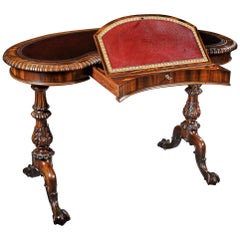 Late Regency Gillows Gonçalo Alves Kidney Shaped Writing Table
