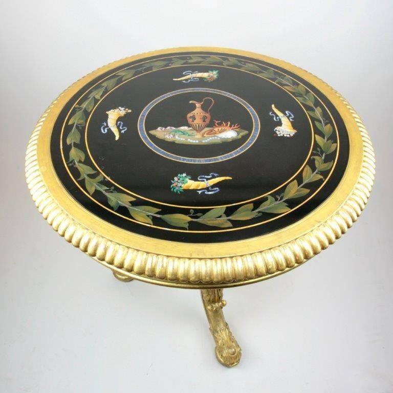 Regency Tavolo da centro in legno dorato della tarda Reggenza attribuito a Gillows in vendita