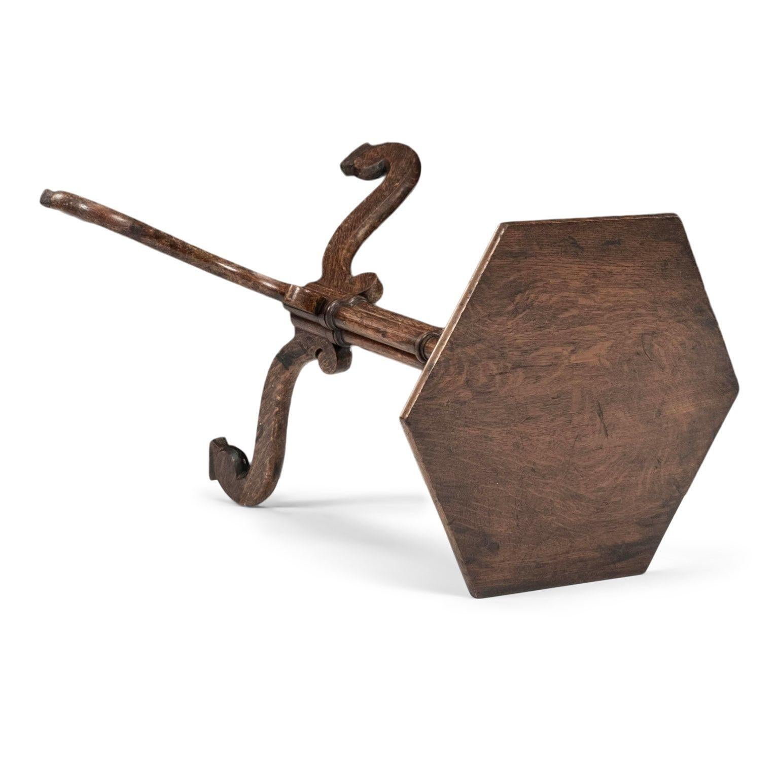 Late Regency Hexagonal Top Oak Side Table 4