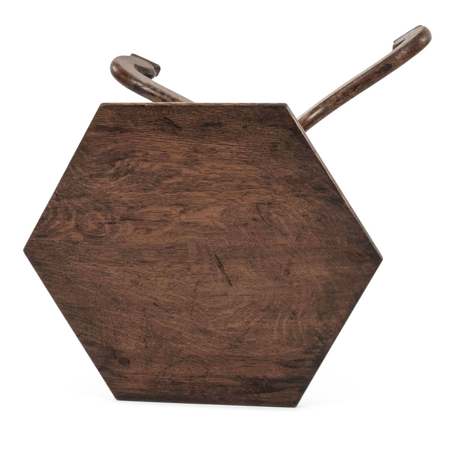 Late Regency Hexagonal Top Oak Side Table 2