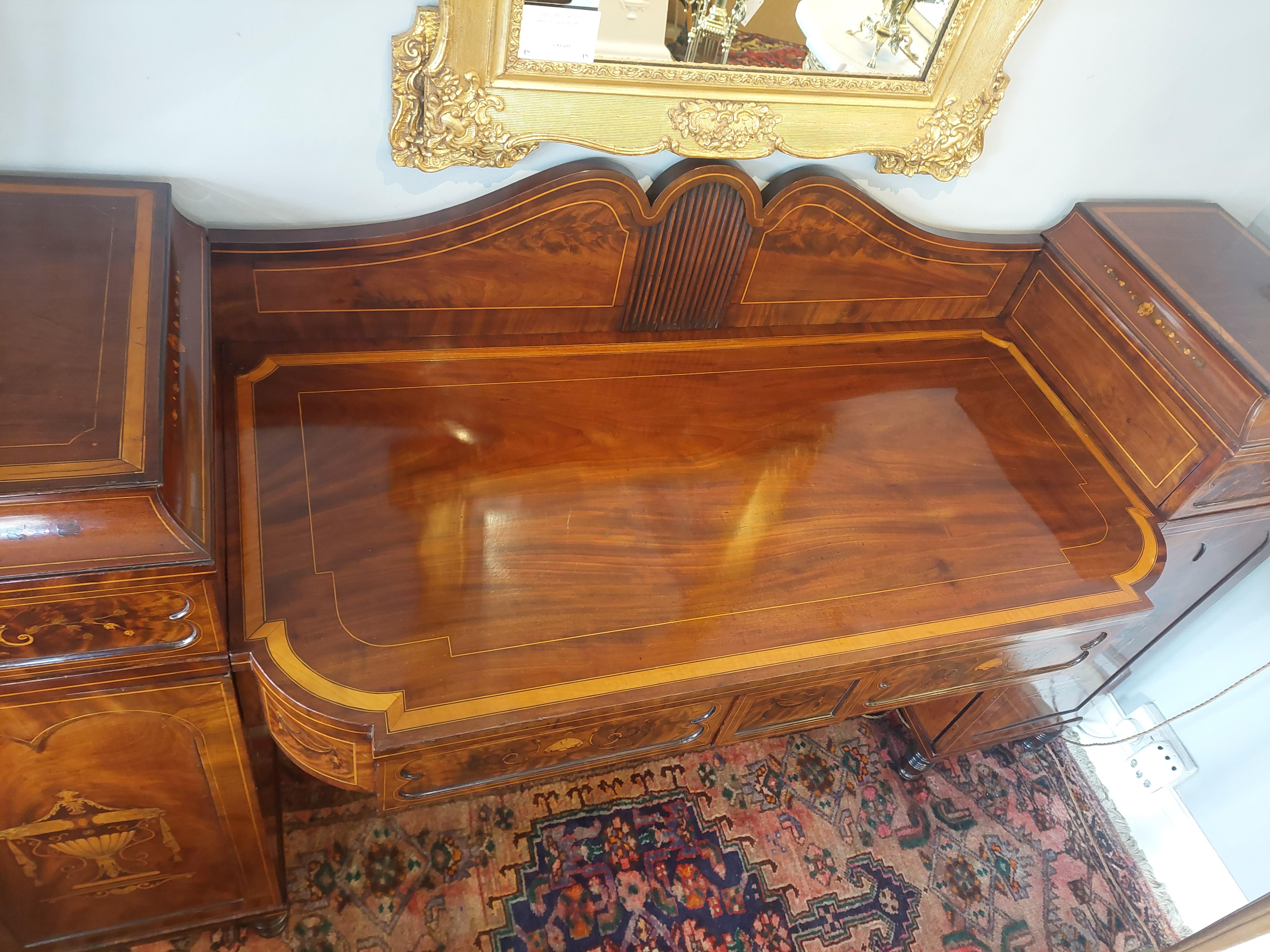 Late Regency Inlaid Mahogany Twin Pedestal Sideboard 4