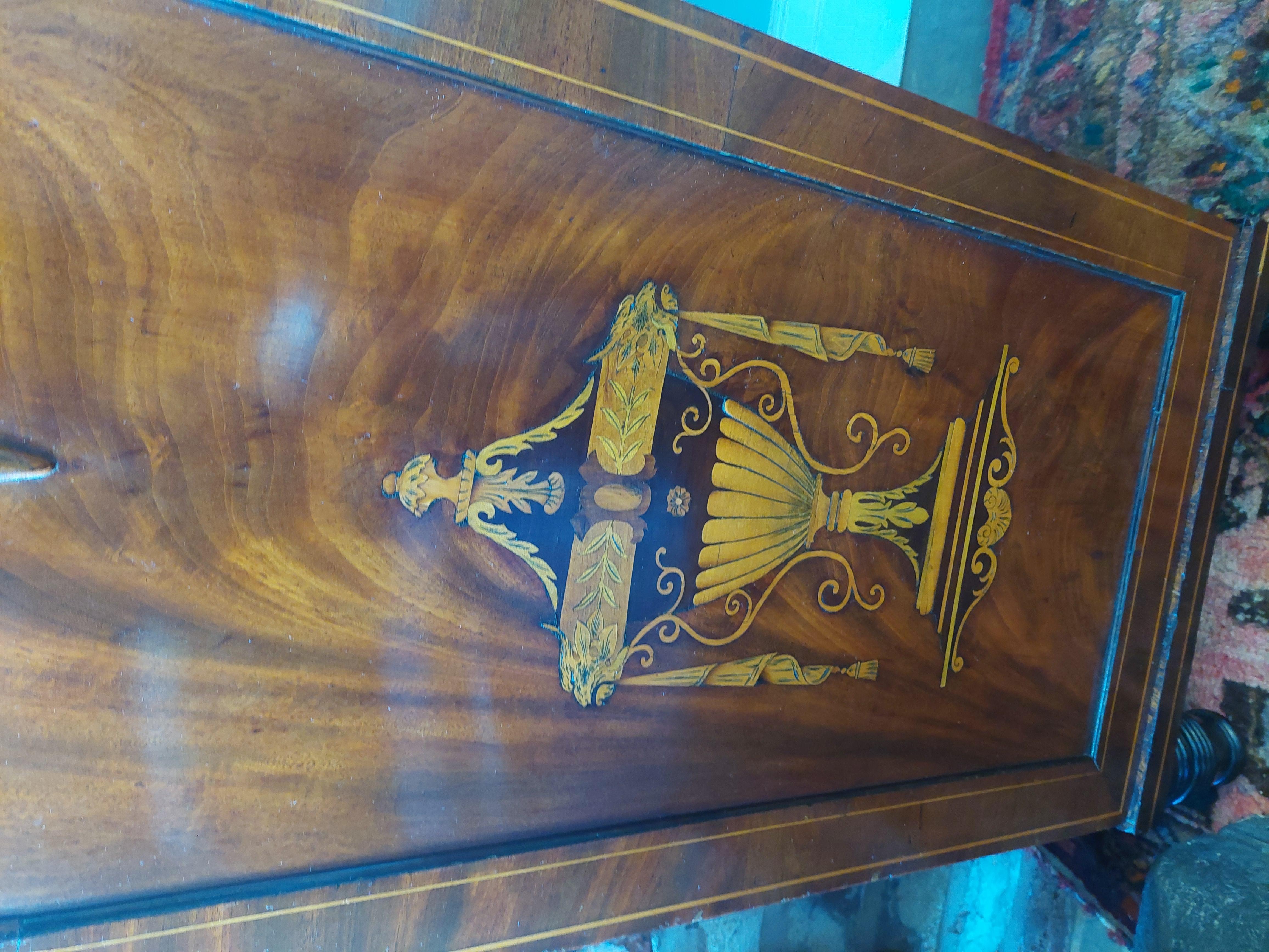 Late Regency Inlaid Mahogany Twin Pedestal Sideboard In Good Condition In Altrincham, GB