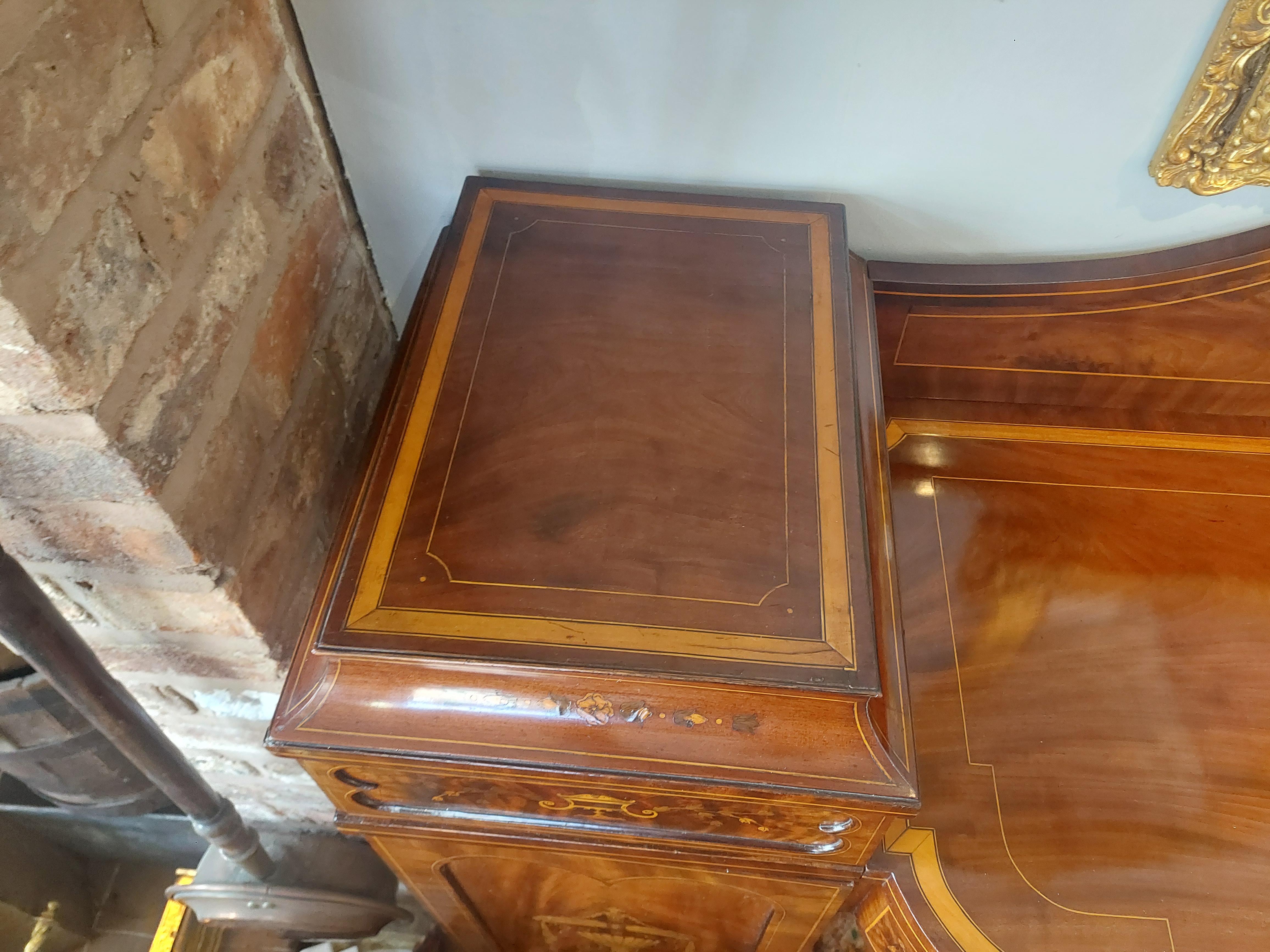 Late Regency Inlaid Mahogany Twin Pedestal Sideboard 2