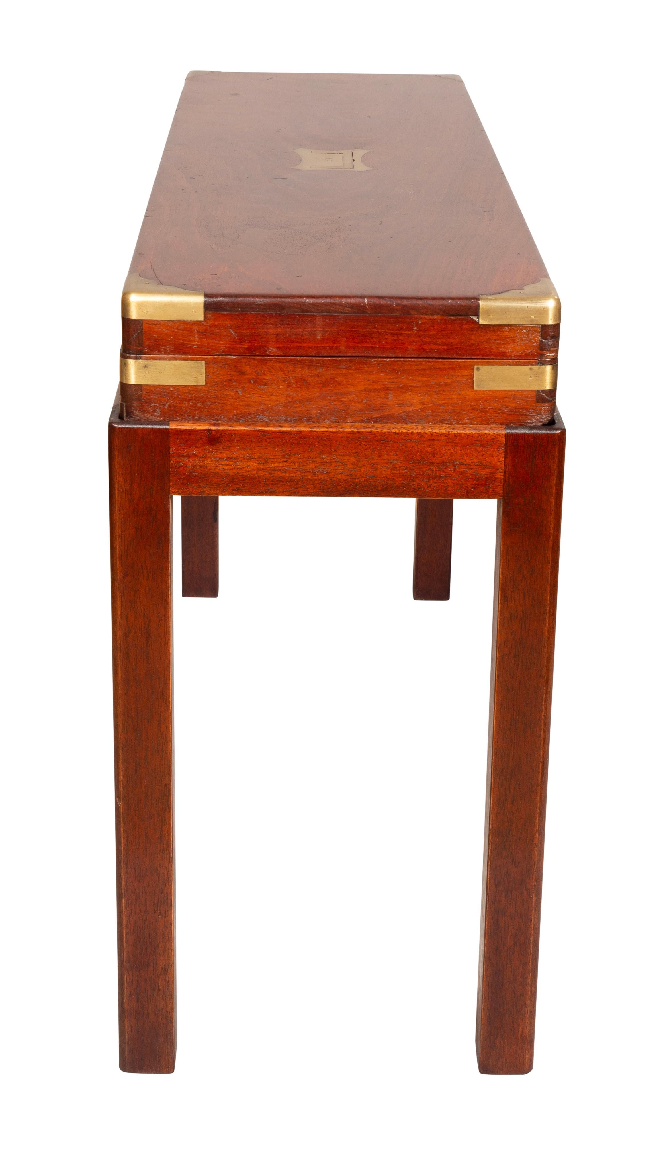 Late Regency Mahogany And Brass Gun Box On Base For Sale 2