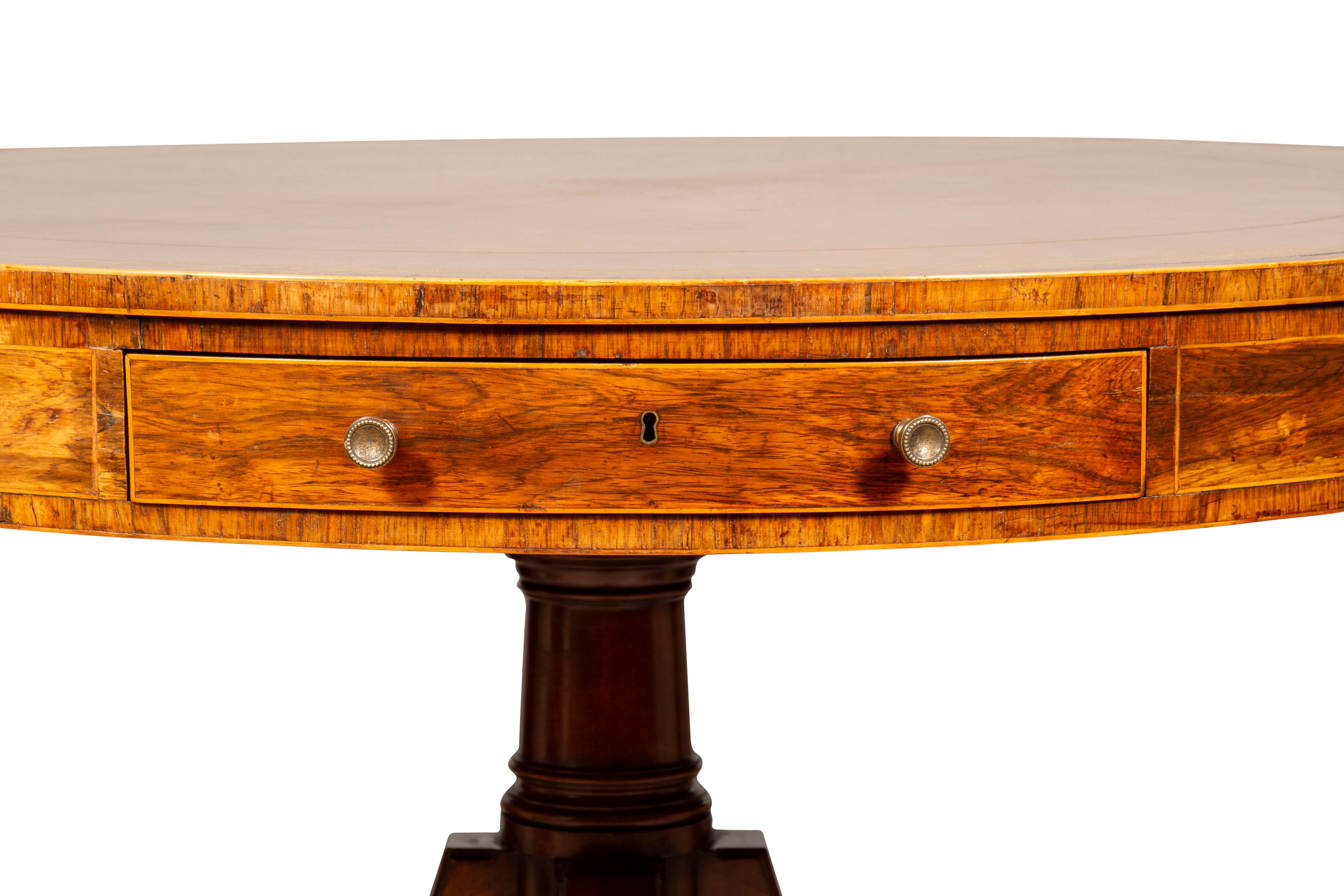 Late Regency Mahogany And Rosewood Drum Table For Sale 4