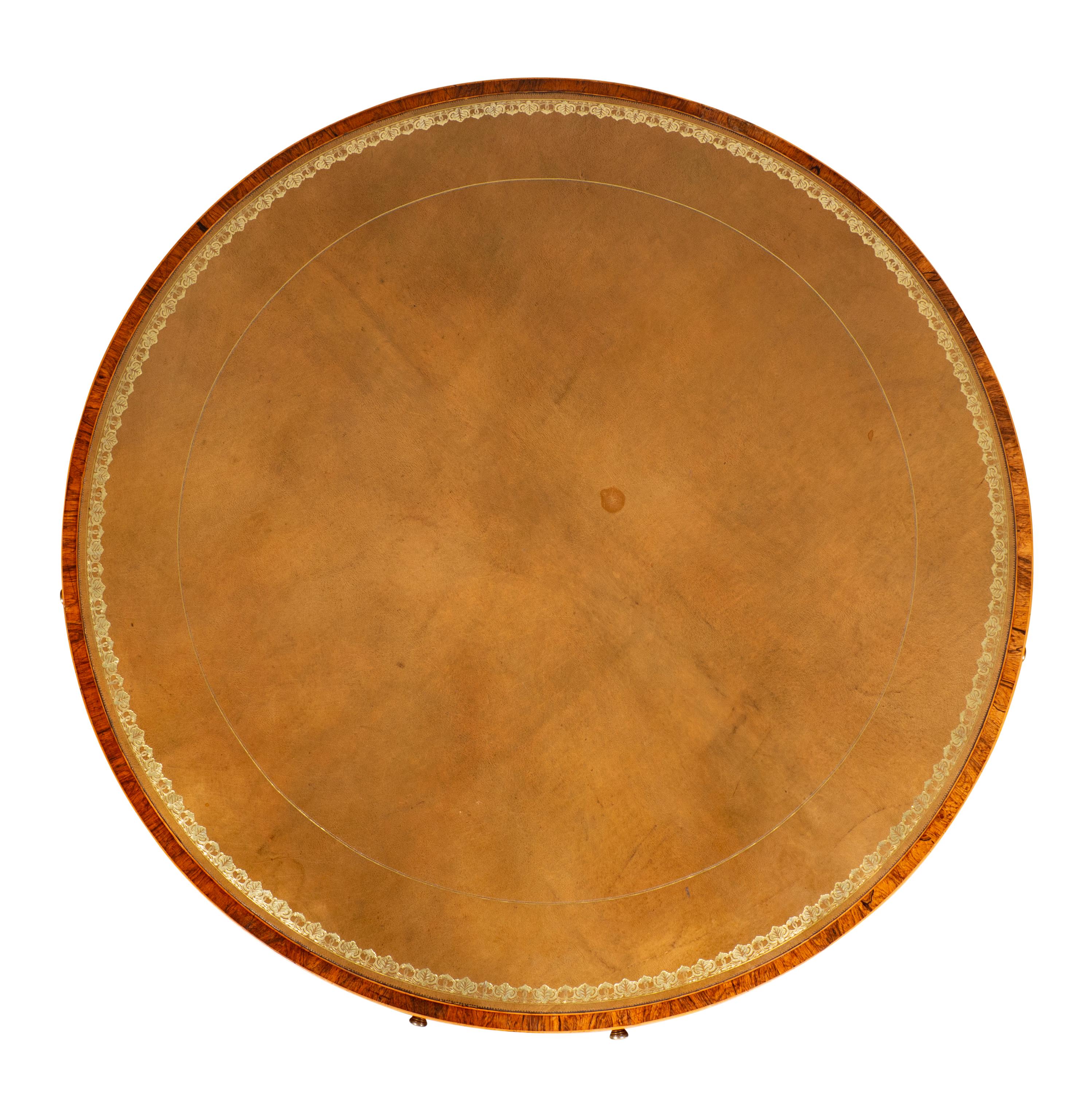 Brass Late Regency Mahogany And Rosewood Drum Table For Sale