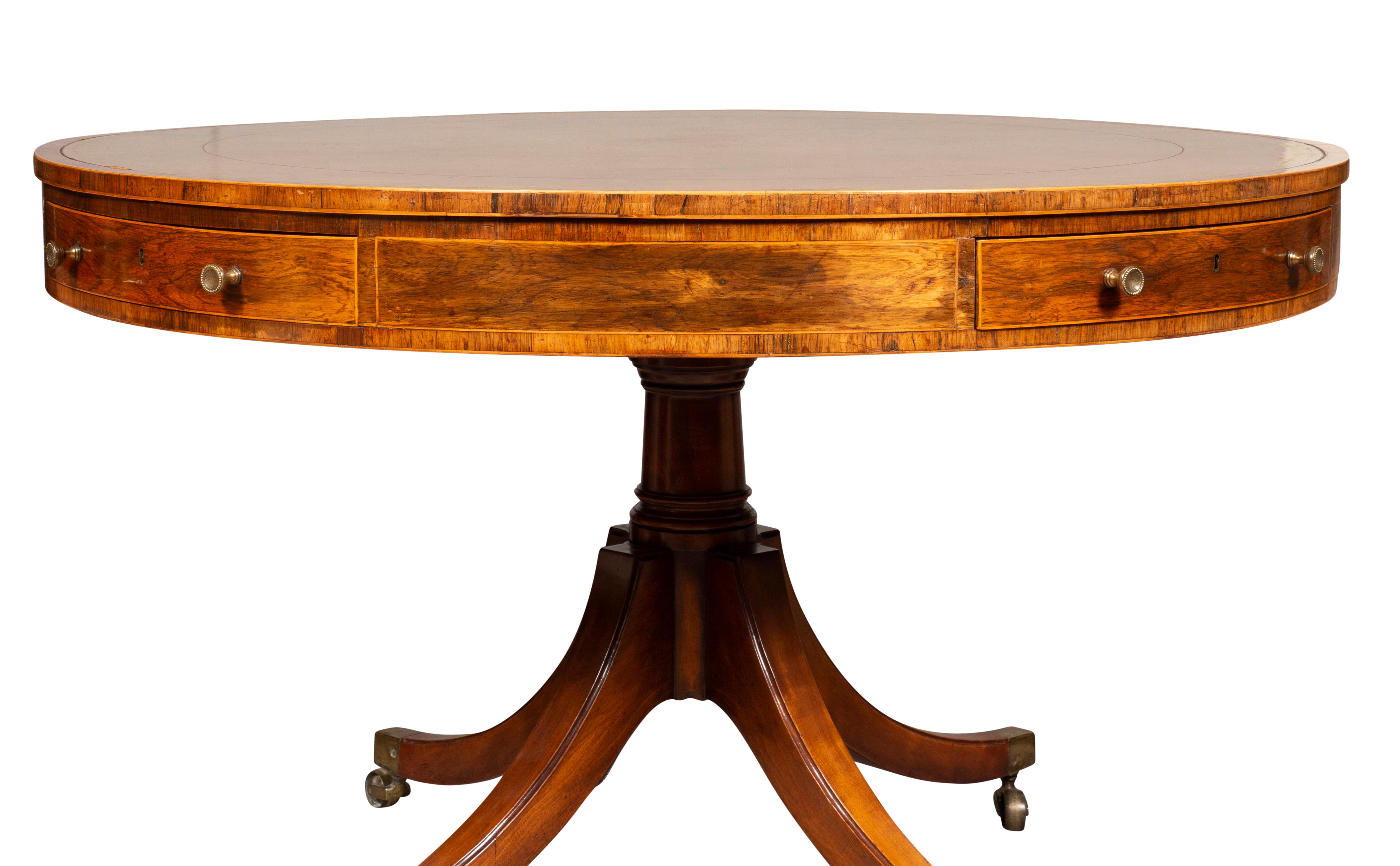 Late Regency Mahogany And Rosewood Drum Table For Sale 3