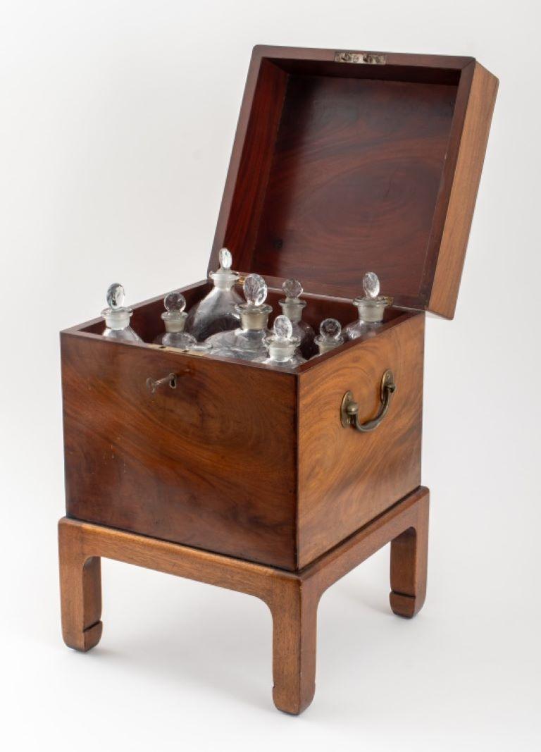 19th Century Late Regency Mahogany Cellarette with Bottles, 19C For Sale