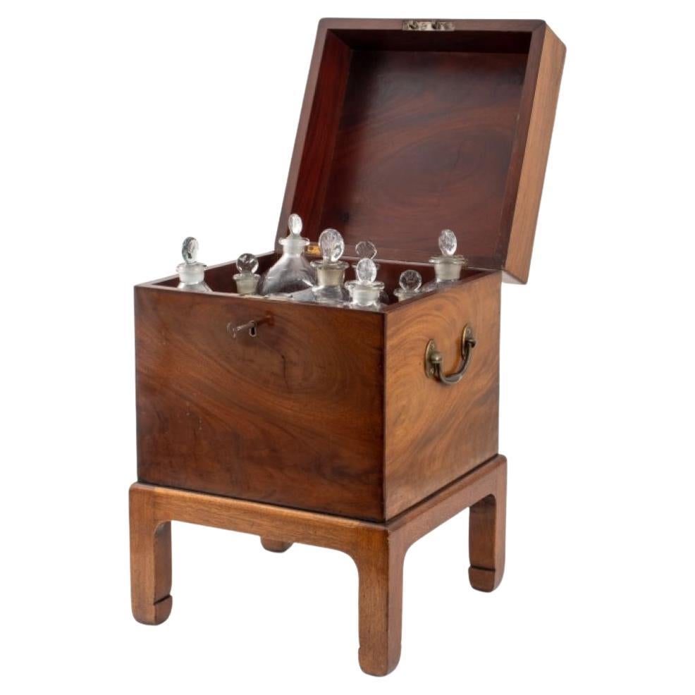 Late Regency Mahogany Cellarette with Bottles, 19C For Sale