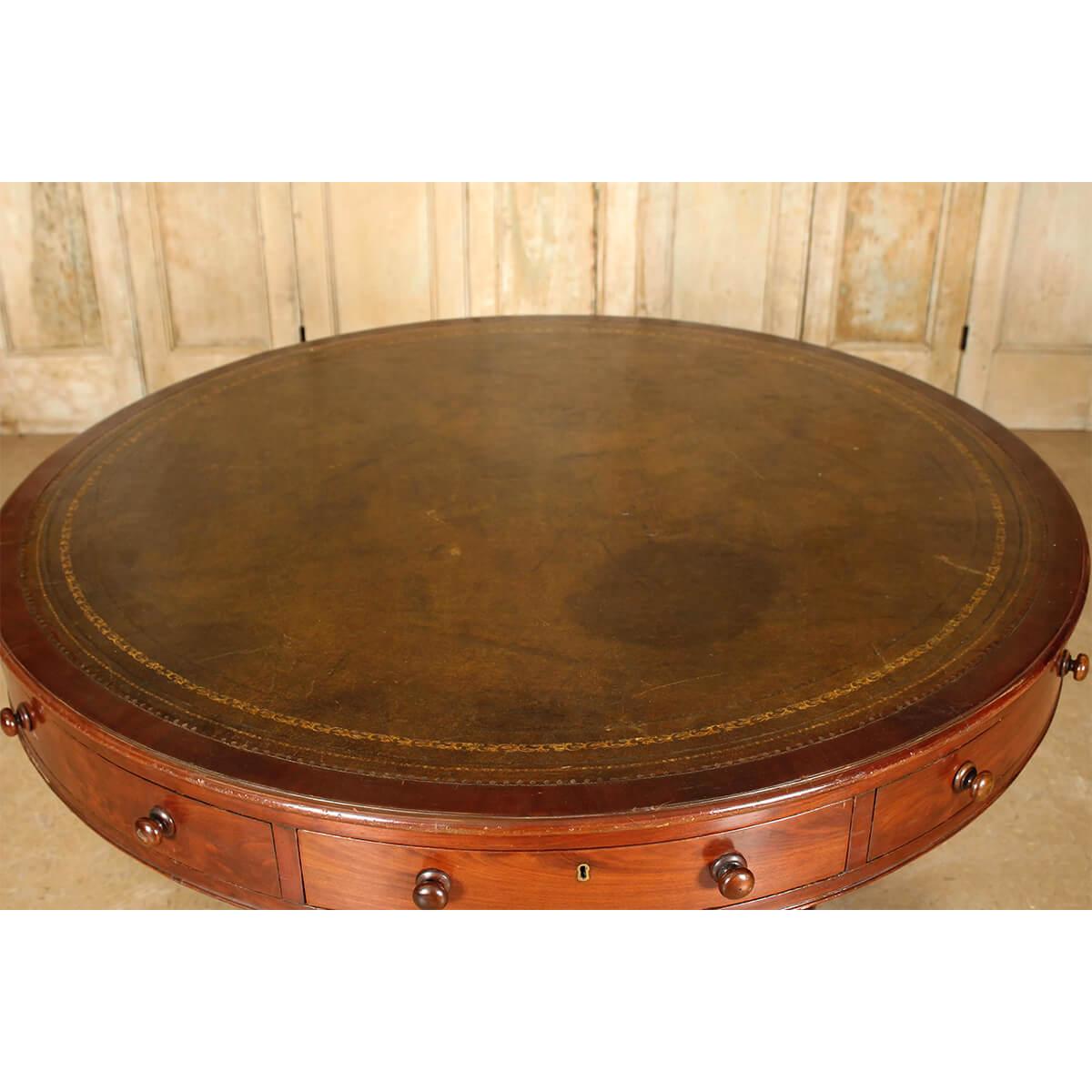 Late Regency Mahogany Drum Table In Distressed Condition In Westwood, NJ