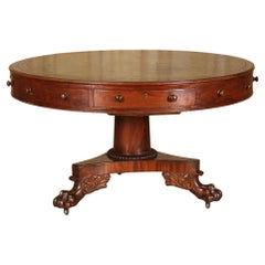 Antique Late Regency Mahogany Drum Table