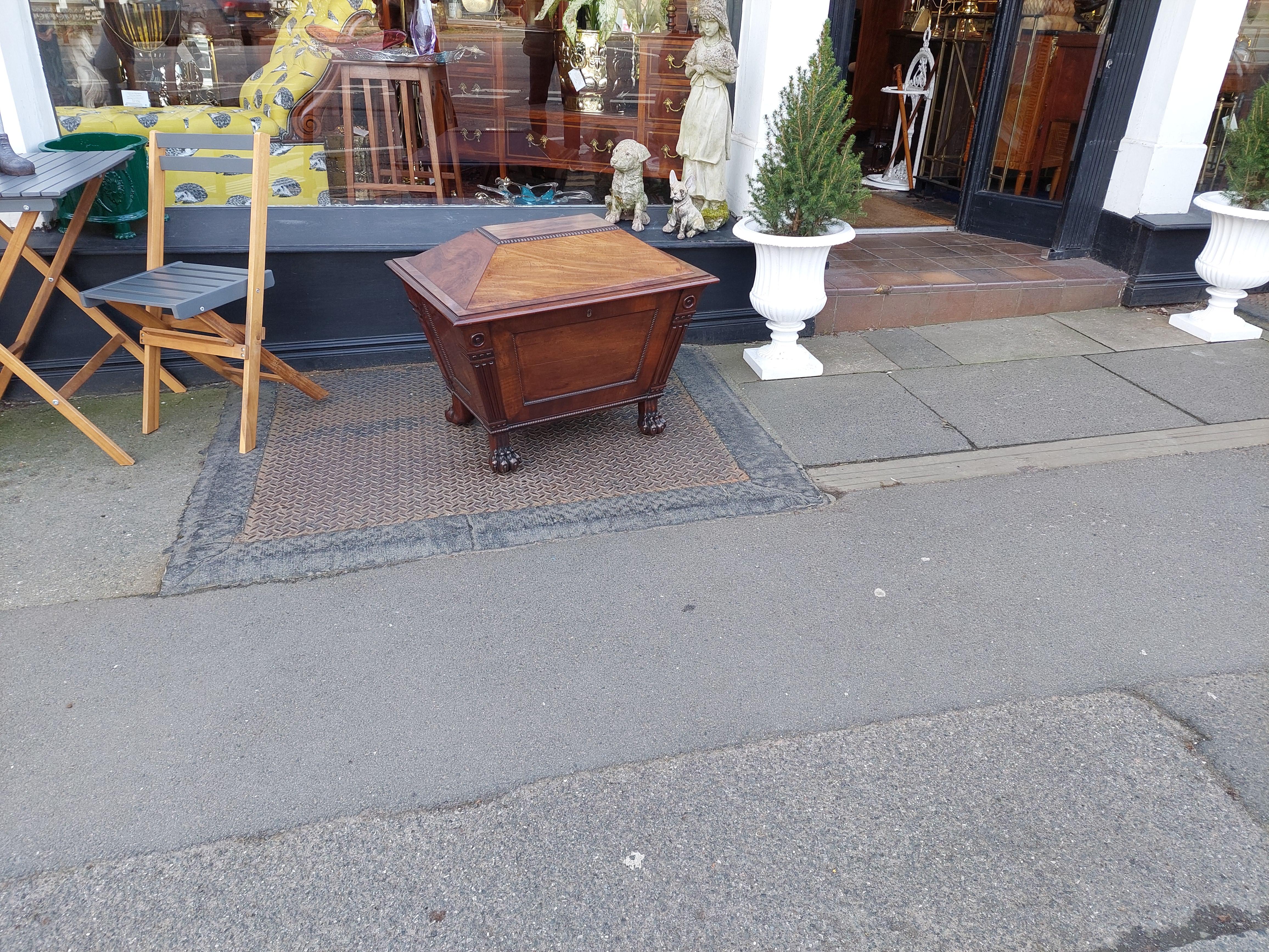 English Late Regency Mahogany Sarcophagus Cellarette For Sale