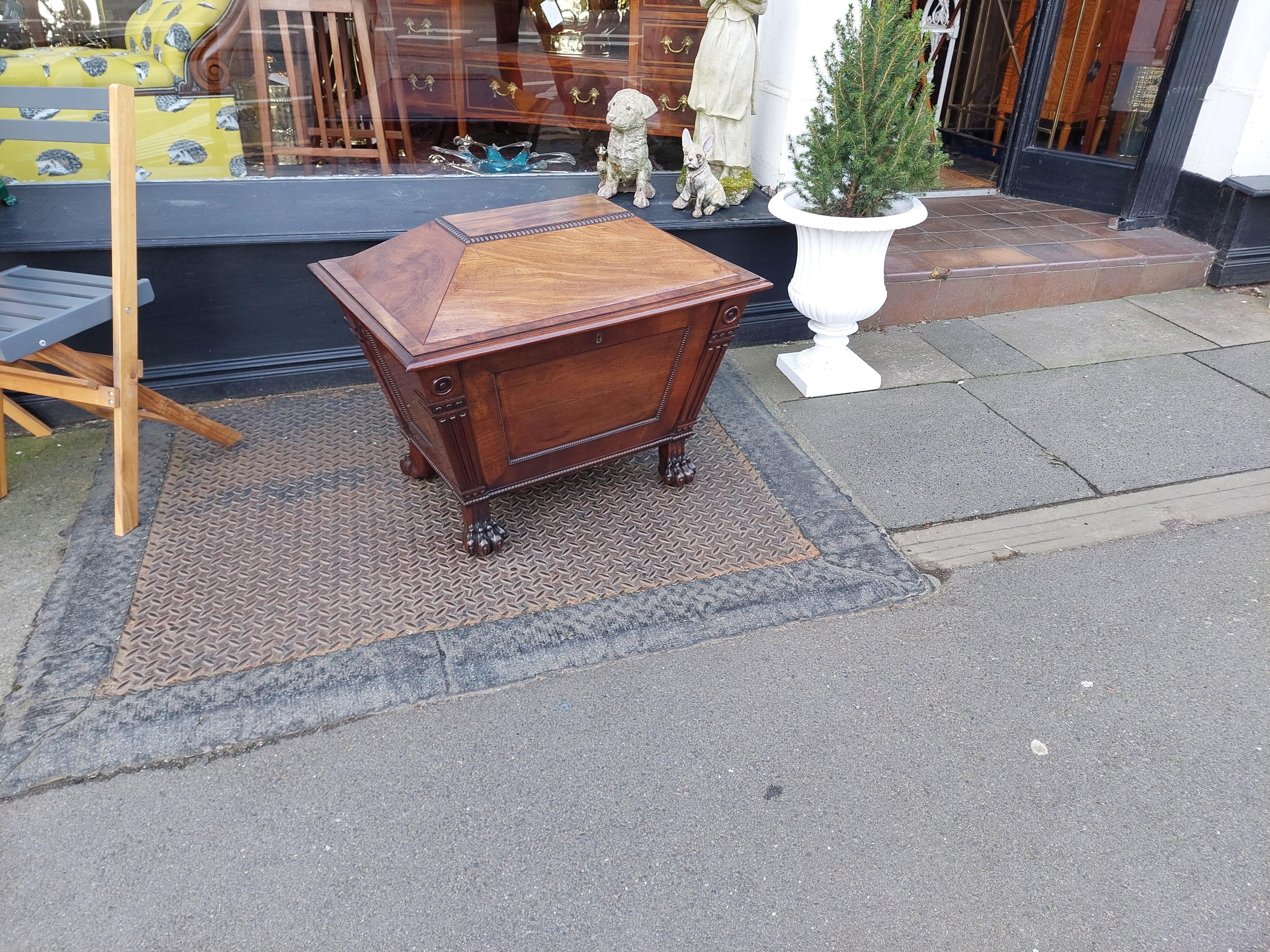 Lead Late Regency Mahogany Sarcophagus Cellarette For Sale