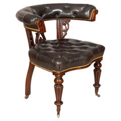 Late Regency Mahogany Tufted Leather Desk Chair
