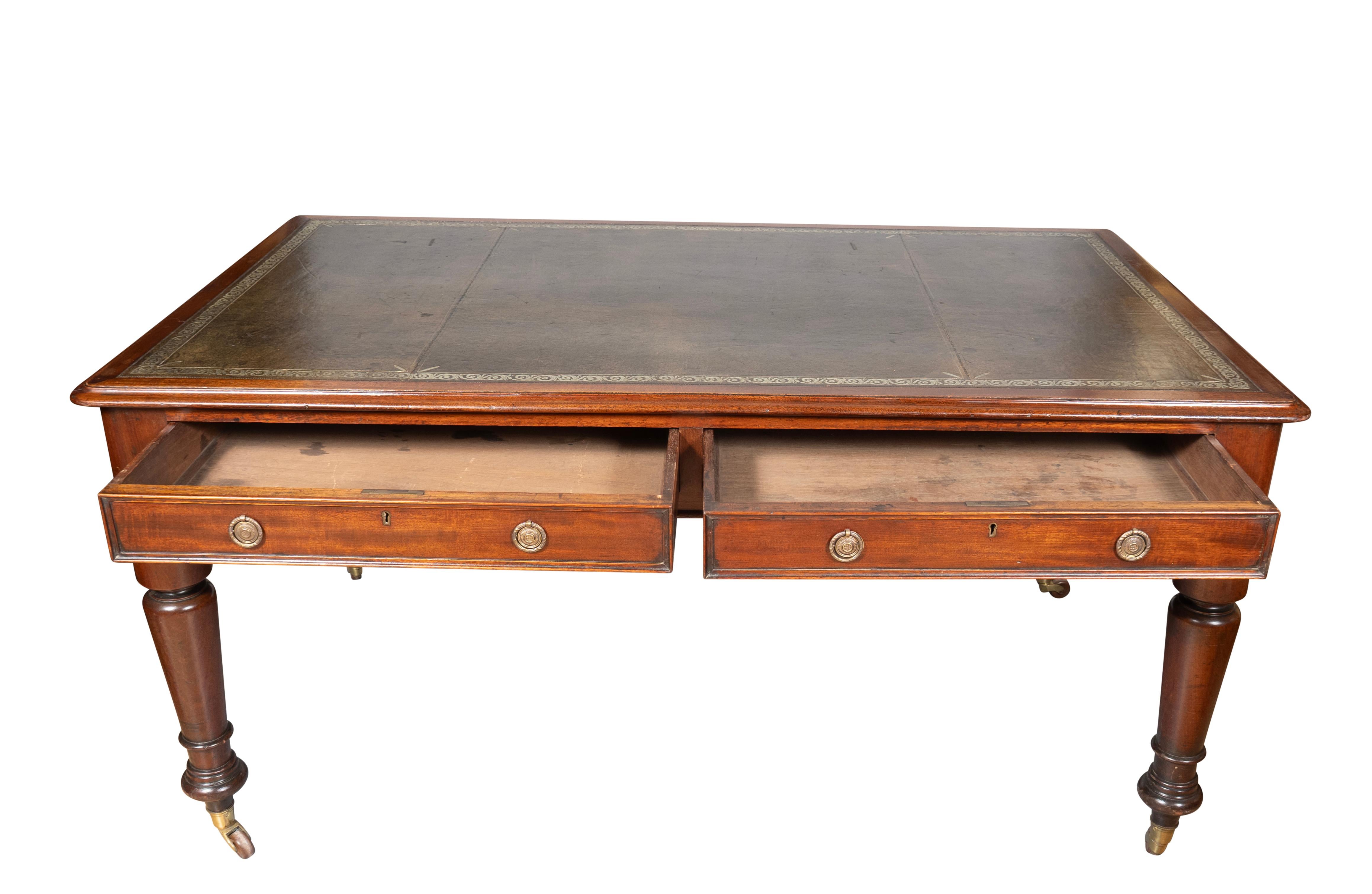 Brass Late Regency Mahogany Writing Table For Sale