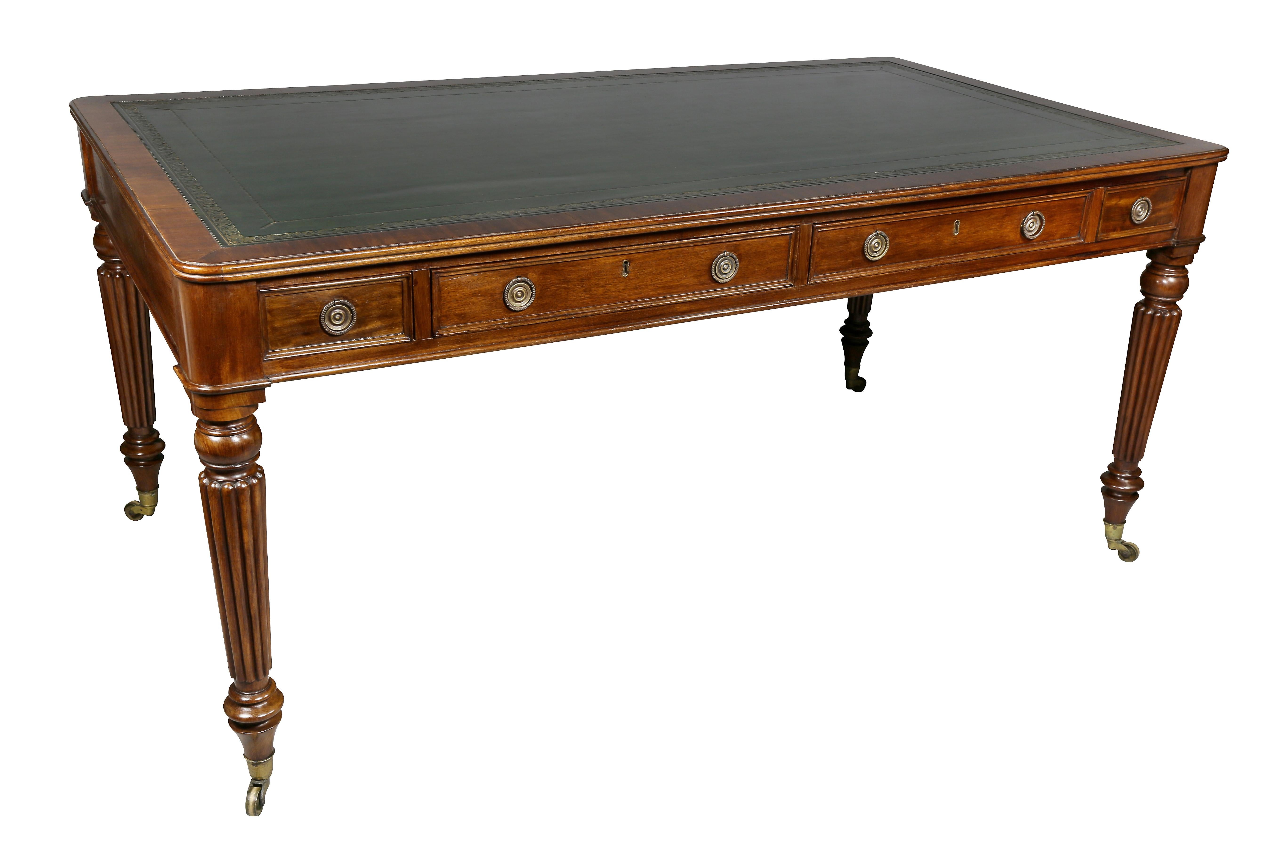 Early 19th Century Late Regency Mahogany Writing Table Signed Willson
