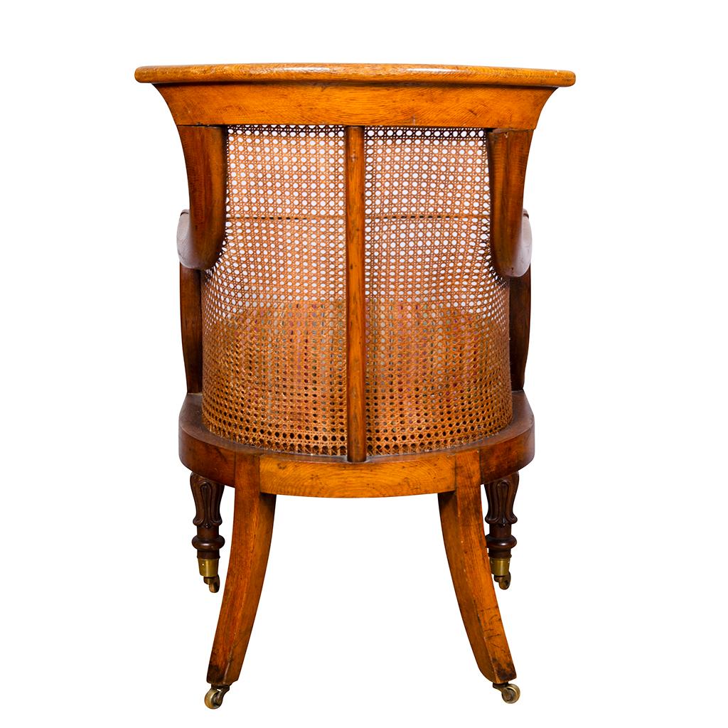 Late Regency Oak and Caned Tub Chair In Good Condition In Essex, MA