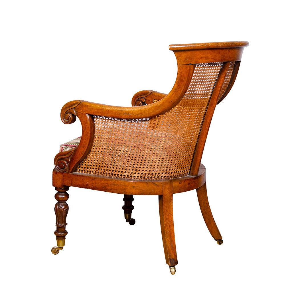 Early 19th Century Late Regency Oak and Caned Tub Chair