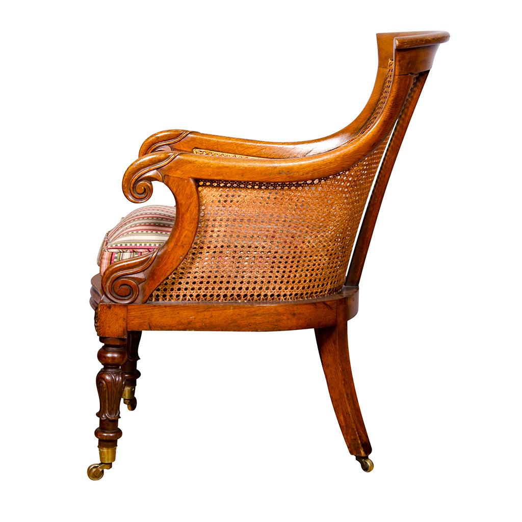 Late Regency Oak and Caned Tub Chair 1
