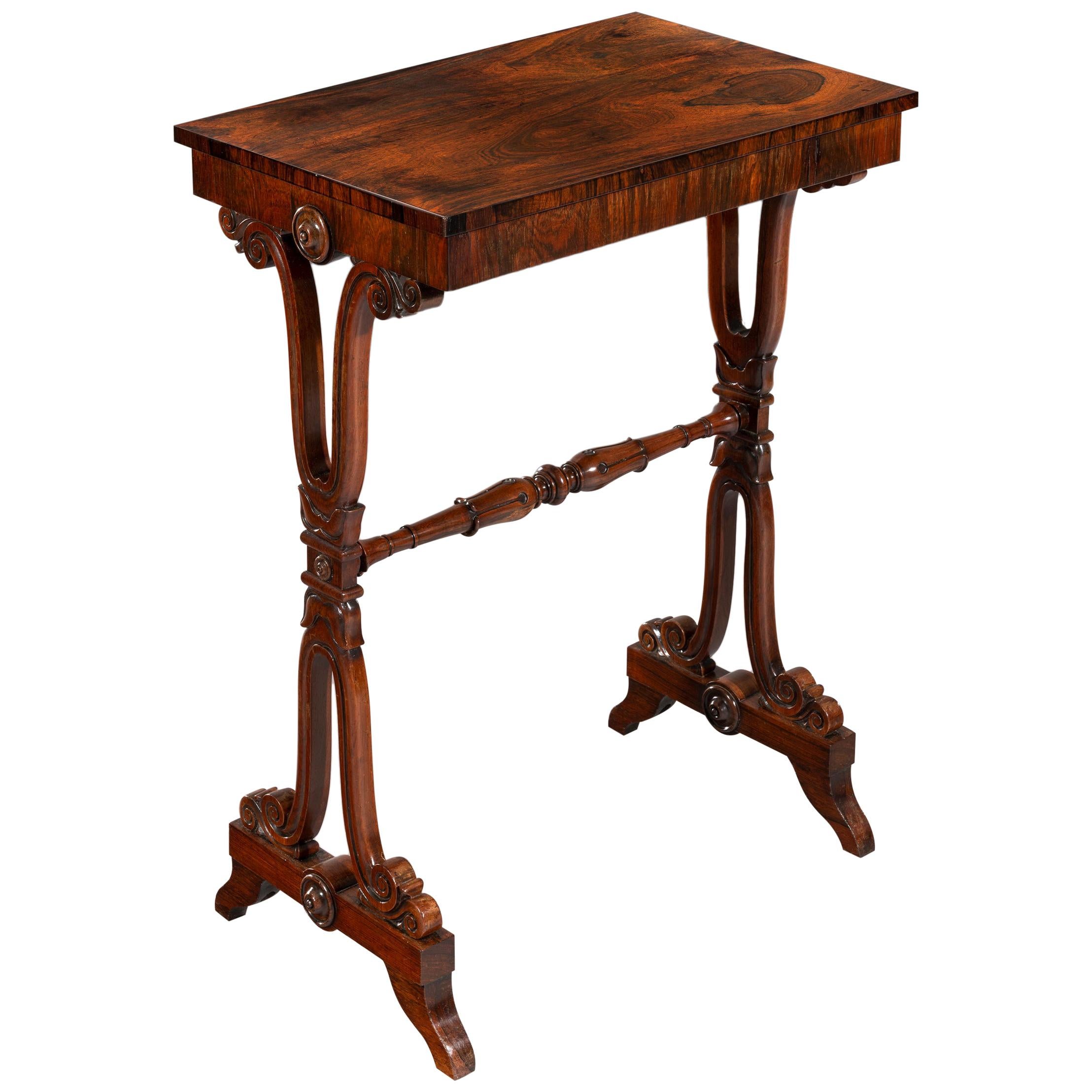 Late Regency Period George IV Figured Walnut Occasional Side Table