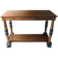 Late Regency Period Golden Oak and Ebonised Library Table, circa 1820-1825