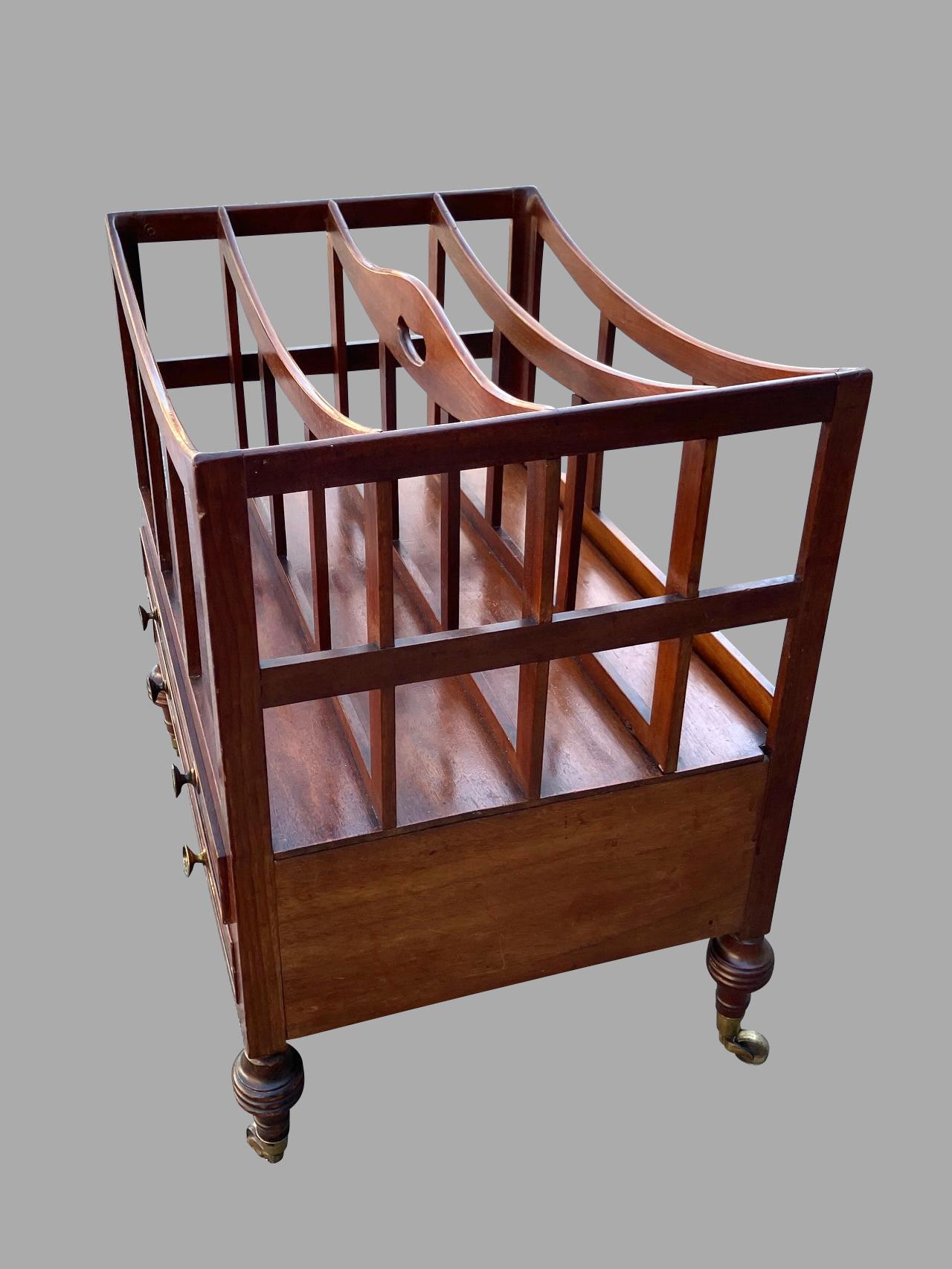 Late Regency Period Mahogany 4 Section Canterbury with Two Drawers In Good Condition In San Francisco, CA