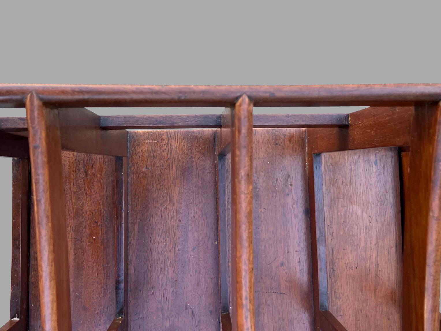 Brass Late Regency Period Mahogany 4 Section Canterbury with Two Drawers