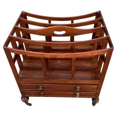 Late Regency Period Mahogany 4 Section Canterbury with Two Drawers