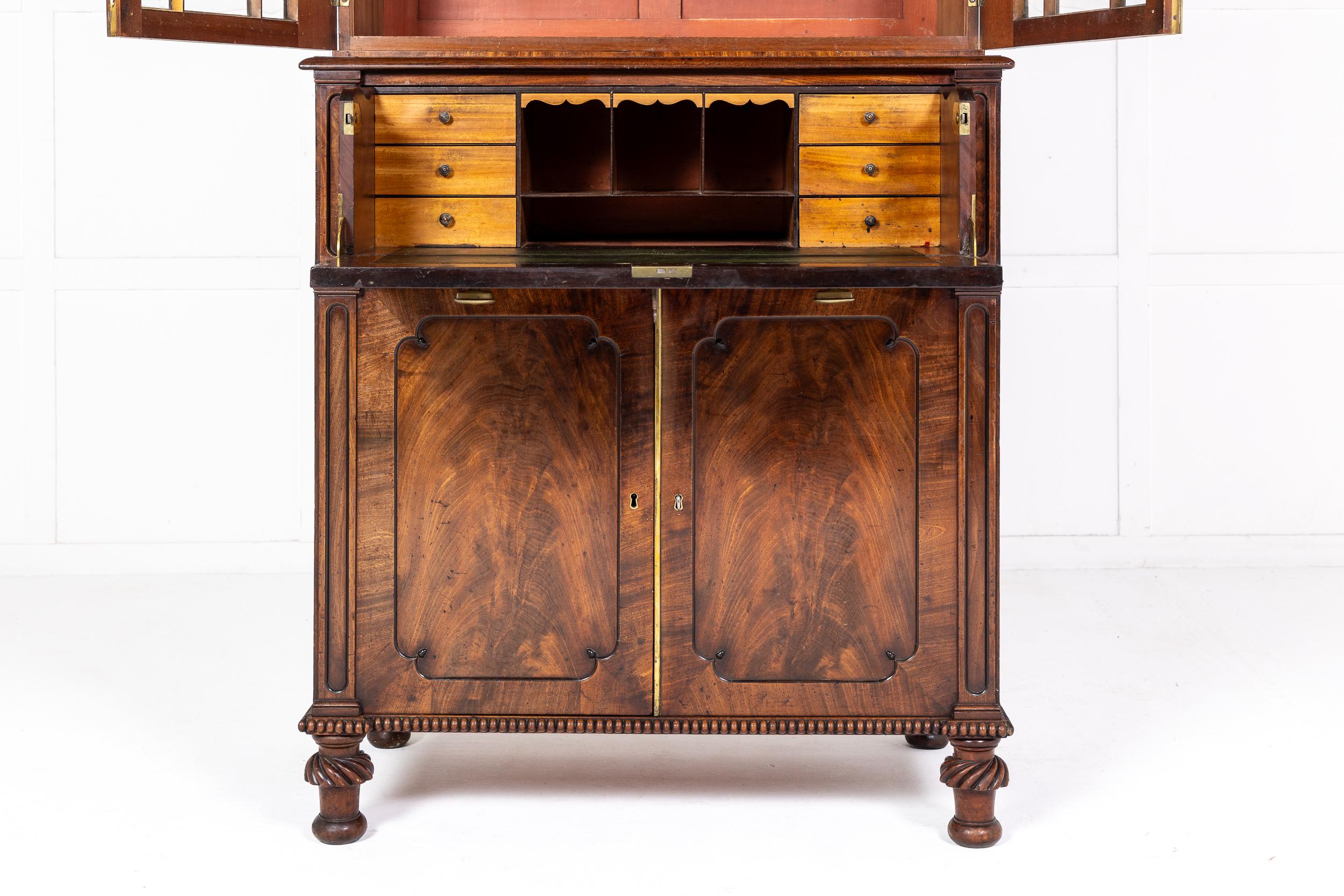 Early 19th Century Late Regency Period Mahogany Secretaire Bookcase Circa 1825-30 For Sale