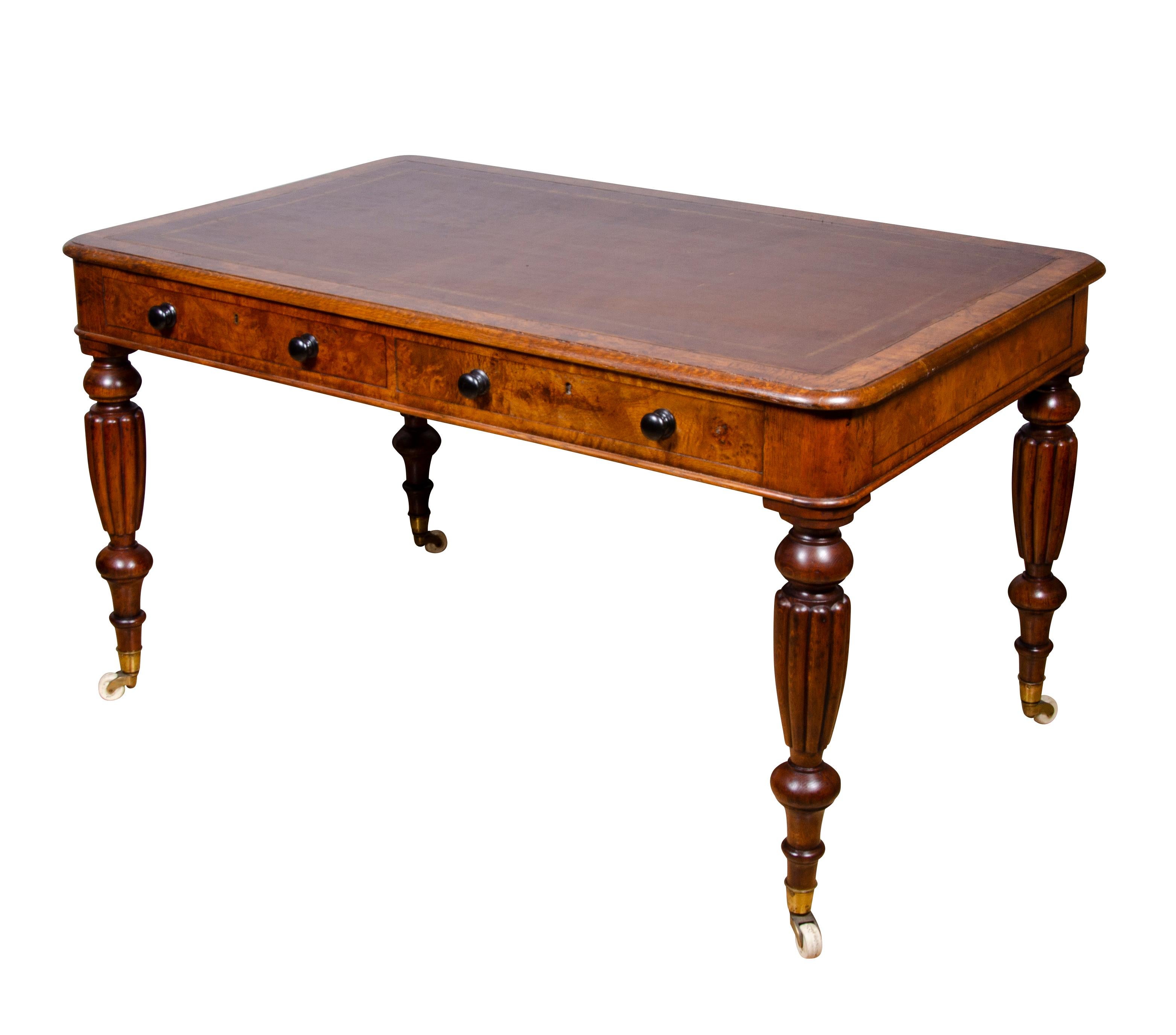 English Late Regency Pollard Oak Writing Table