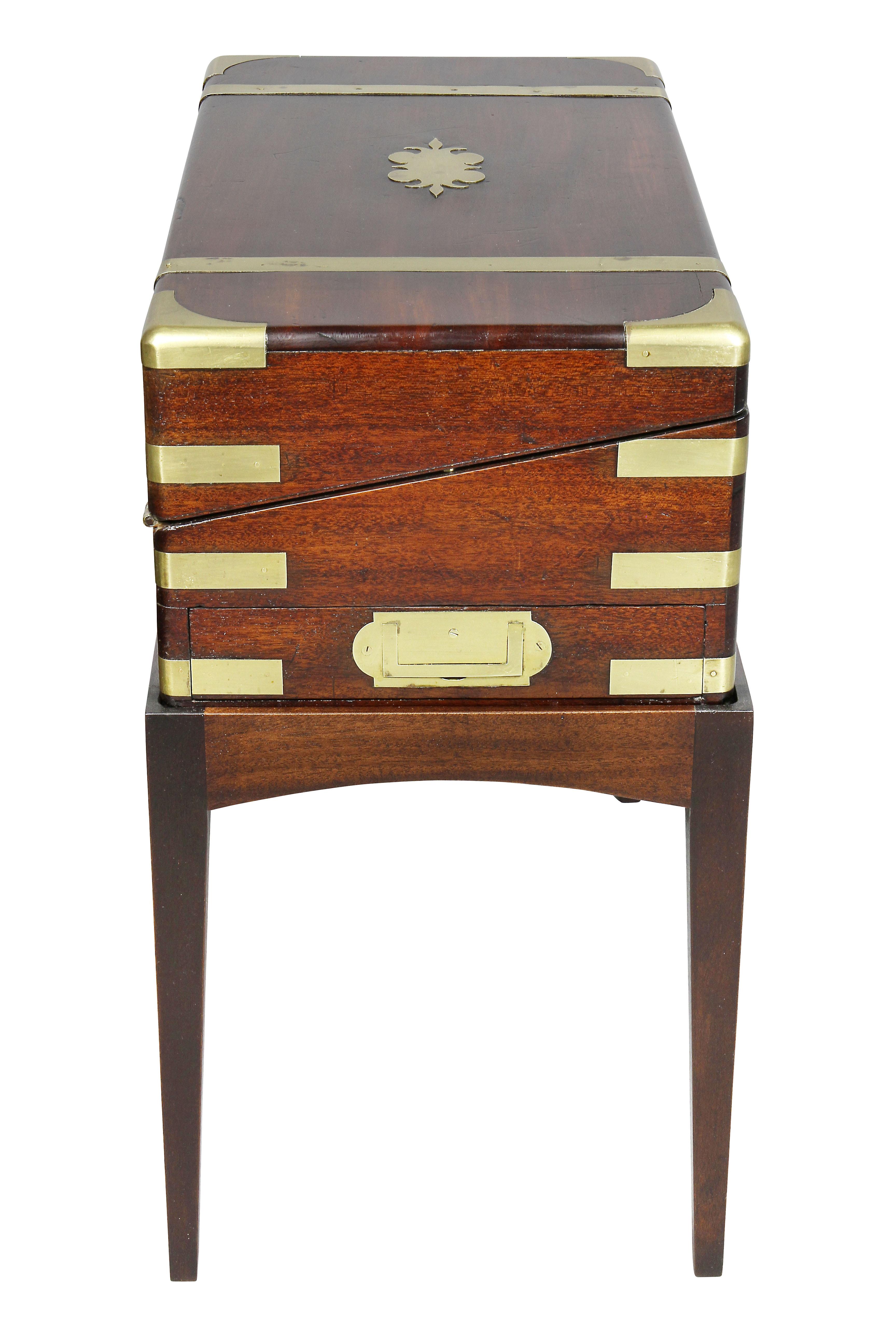 Late Regency Rosewood and Brass Mounted Lap Desk on Stand 2