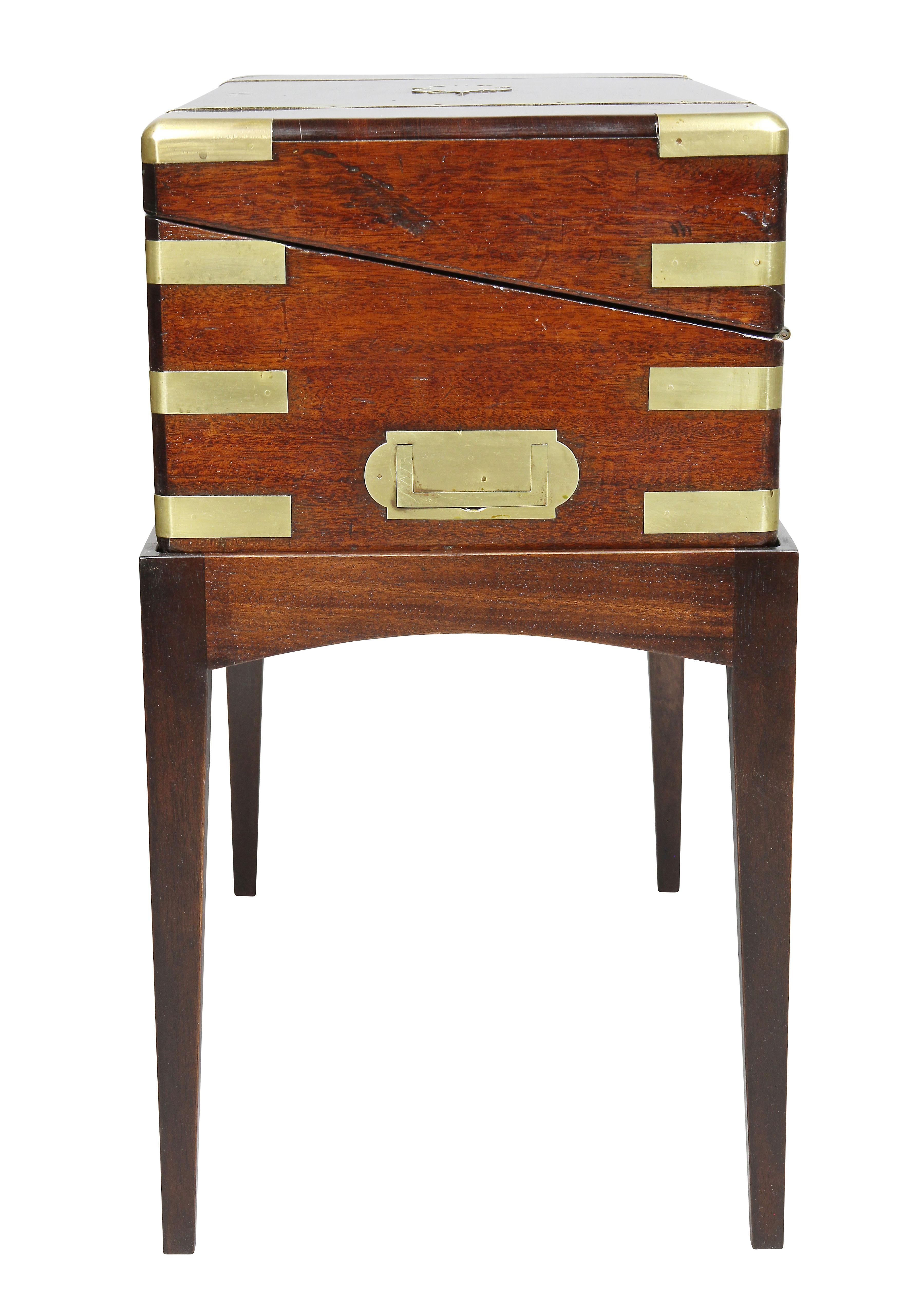 Late Regency Rosewood and Brass Mounted Lap Desk on Stand 3
