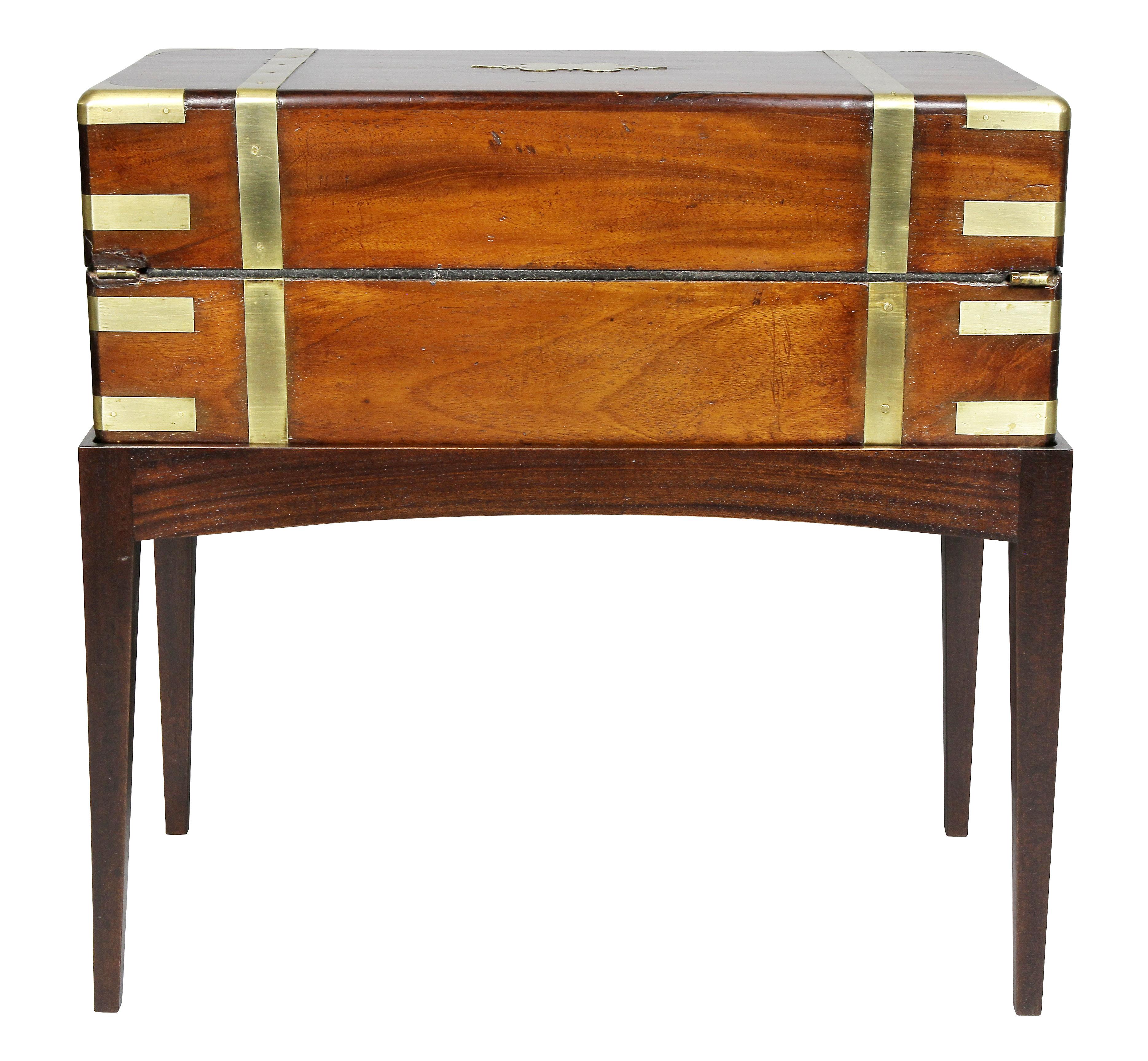 Late Regency Rosewood and Brass Mounted Lap Desk on Stand 4