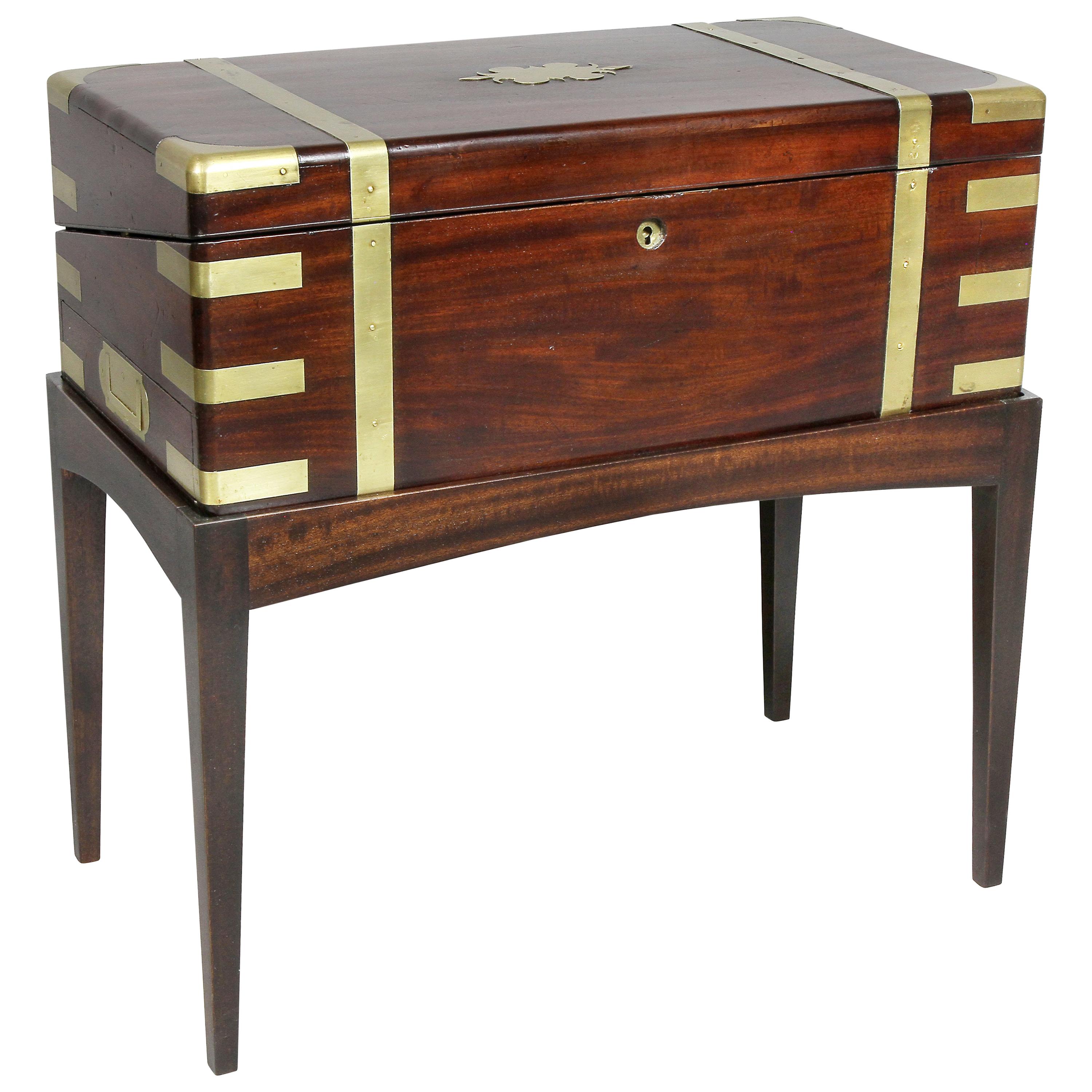 Late Regency Rosewood and Brass Mounted Lap Desk on Stand